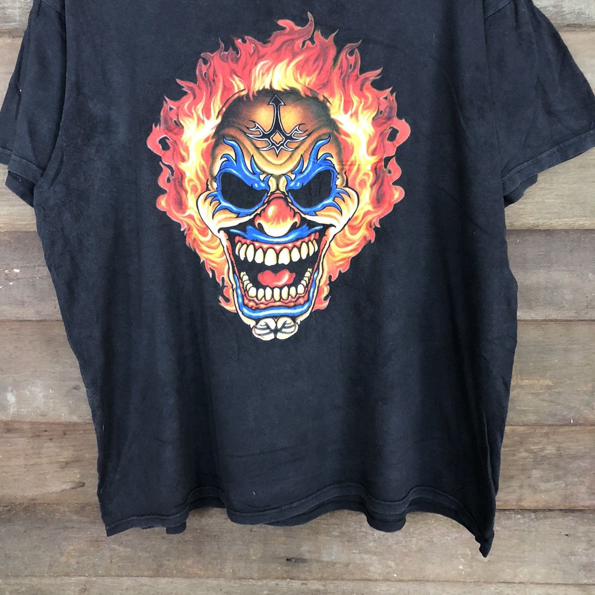 Japanese Brand Roman Tirian fire skull clown Black tee #3523 Size US XL / EU 56 / 4 - 6 Thumbnail