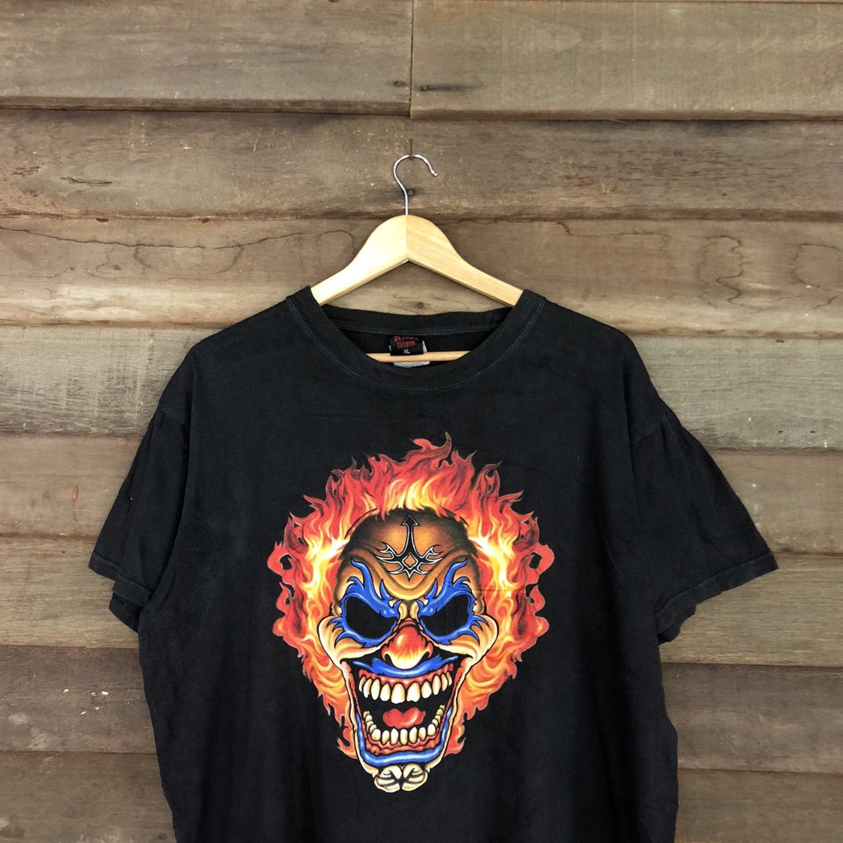 Japanese Brand Roman Tirian fire skull clown Black tee #3523 Size US XL / EU 56 / 4 - 2 Thumbnail