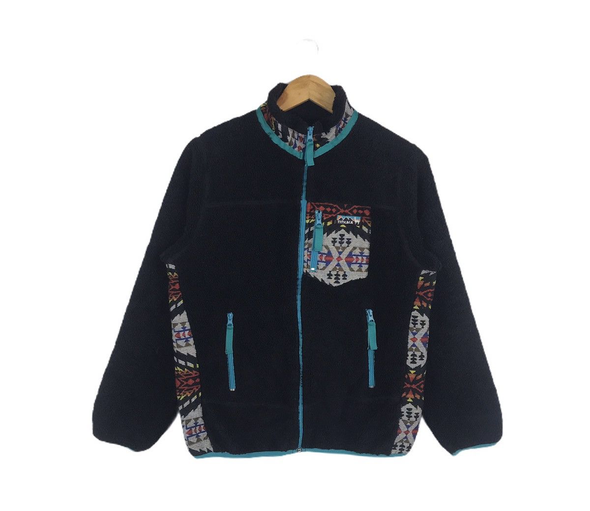 Vintage Vintage Titicaca Old Skool Logo Navajo Zipper Fleece Jacket Size US M / EU 48-50 / 2 - 1 Thumbnail
