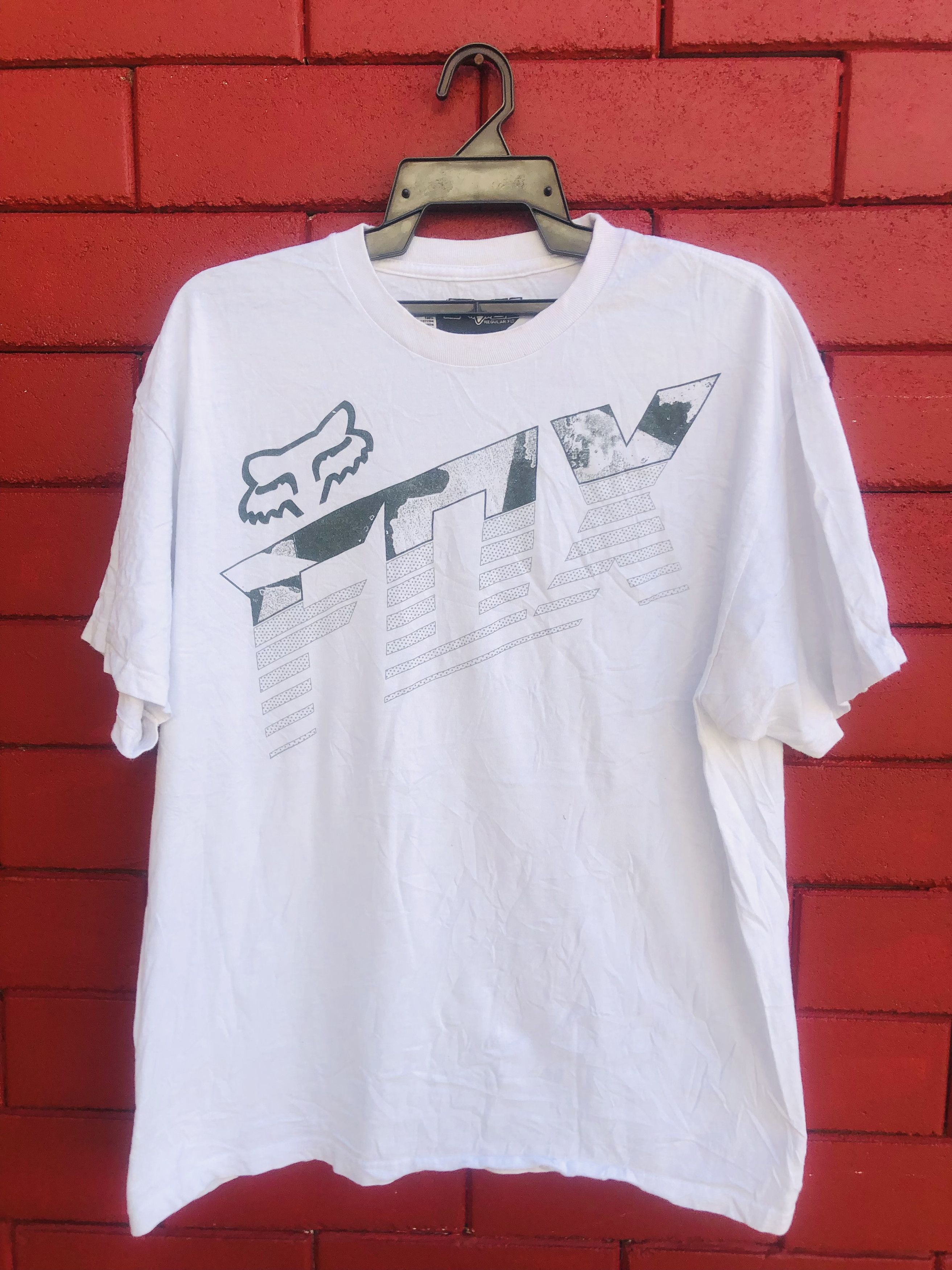image of Vintage Fox Racing Motorsport Streetwear Designer Fashion in White, Men's (Size Large)