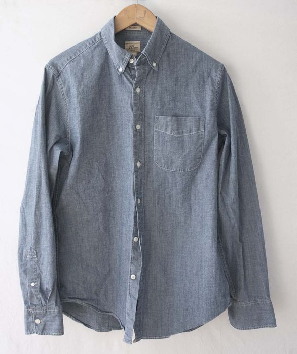 J.Crew * J Crew Shirt Blue Denim Chambray Stretch Size S | Grailed