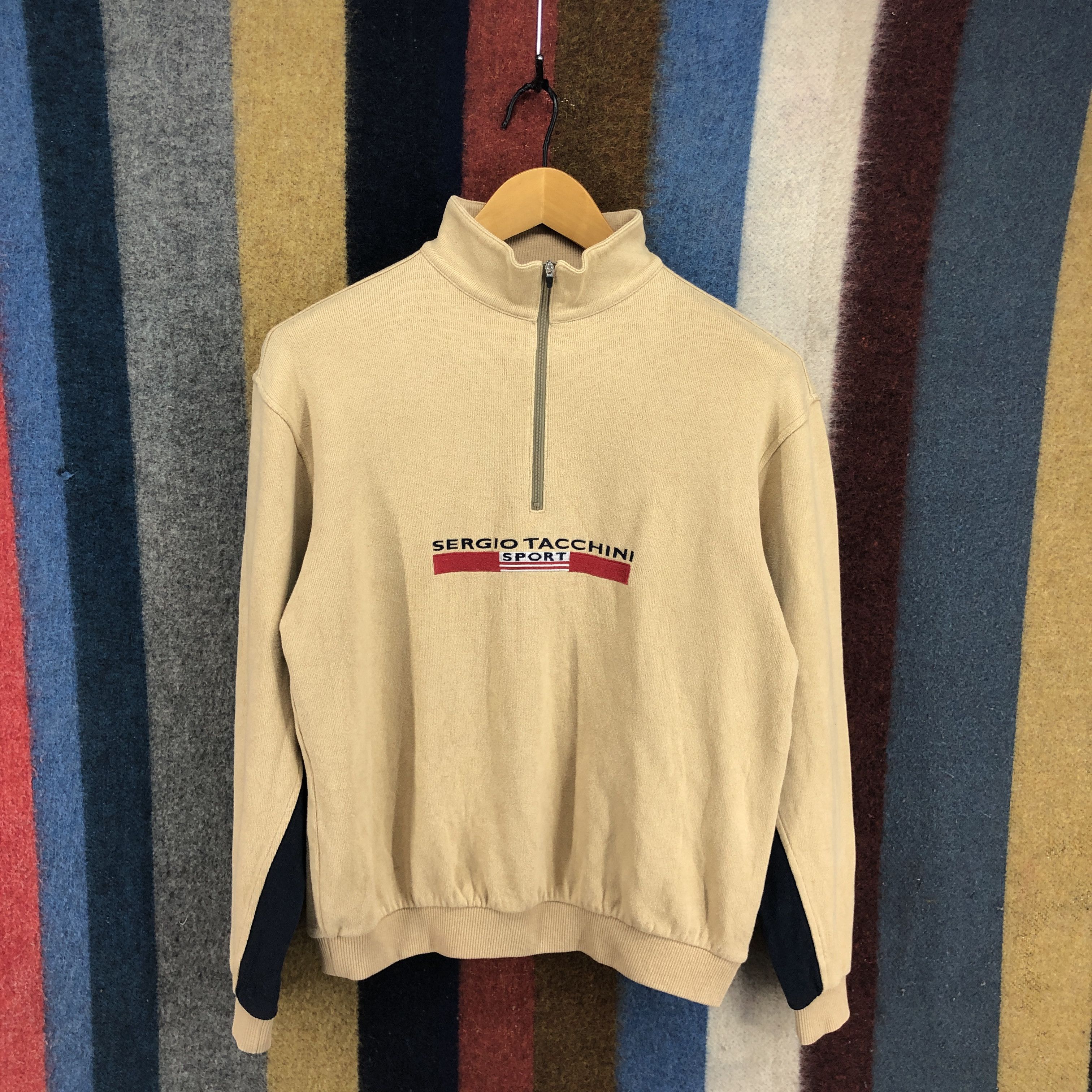 image of Edition Japan x Sergio Tacchini Sport Japan Turtle Neck Sweatshirt 0585/y in Beige (Size Small)