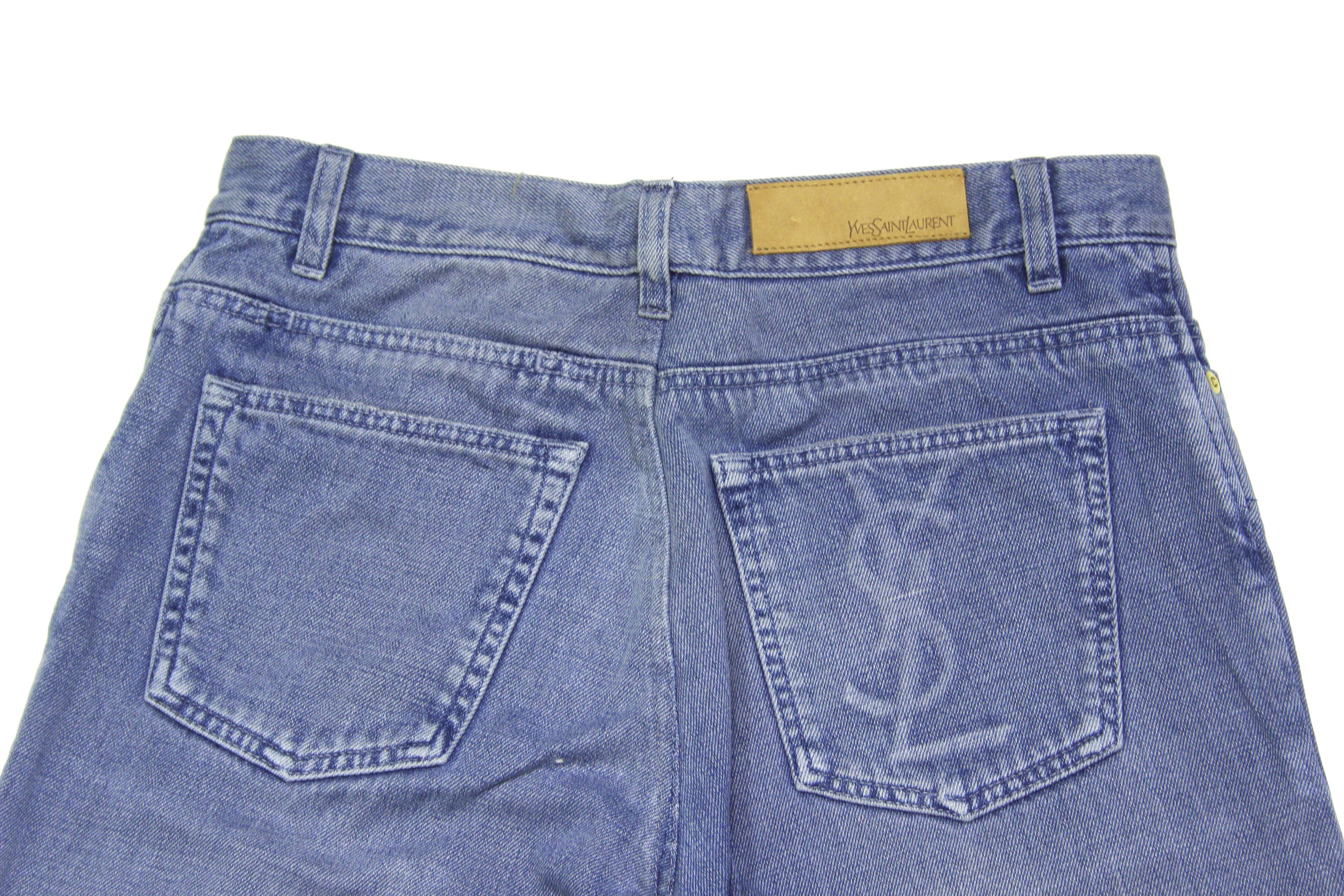 Yves Saint Laurent 2010 YSL Faded Logo Vintage Overdye Fitted Leg Jeans Size US 30 / EU 46 - 3 Thumbnail