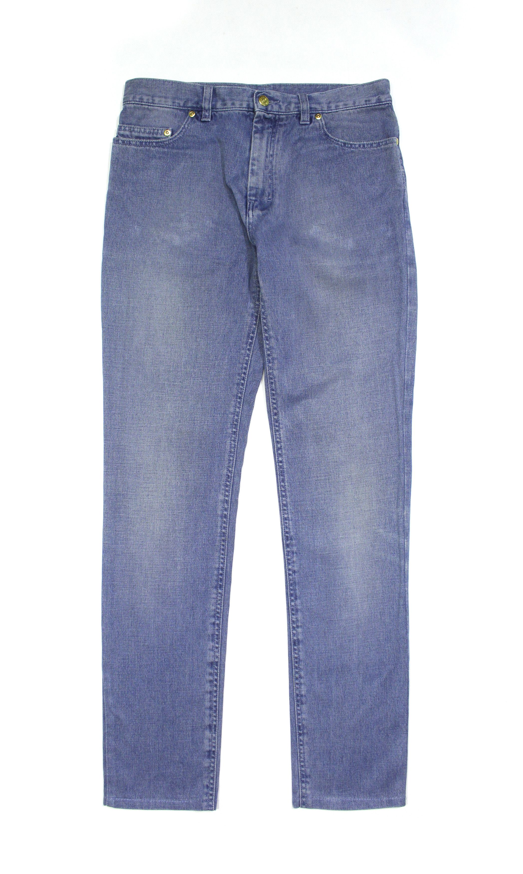 Yves Saint Laurent 2010 YSL Faded Logo Vintage Overdye Fitted Leg Jeans Size US 30 / EU 46 - 2 Thumbnail