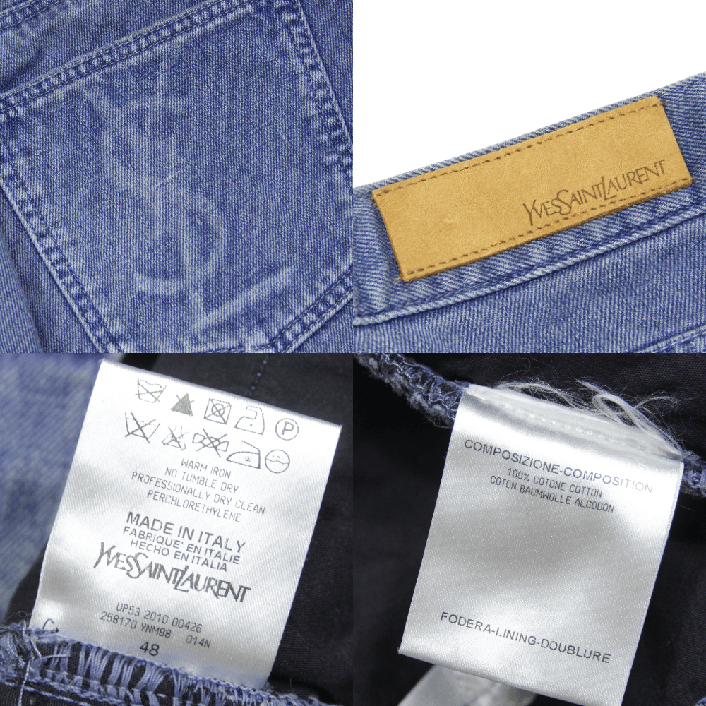 Yves Saint Laurent 2010 YSL Faded Logo Vintage Overdye Fitted Leg Jeans Size US 30 / EU 46 - 10 Thumbnail