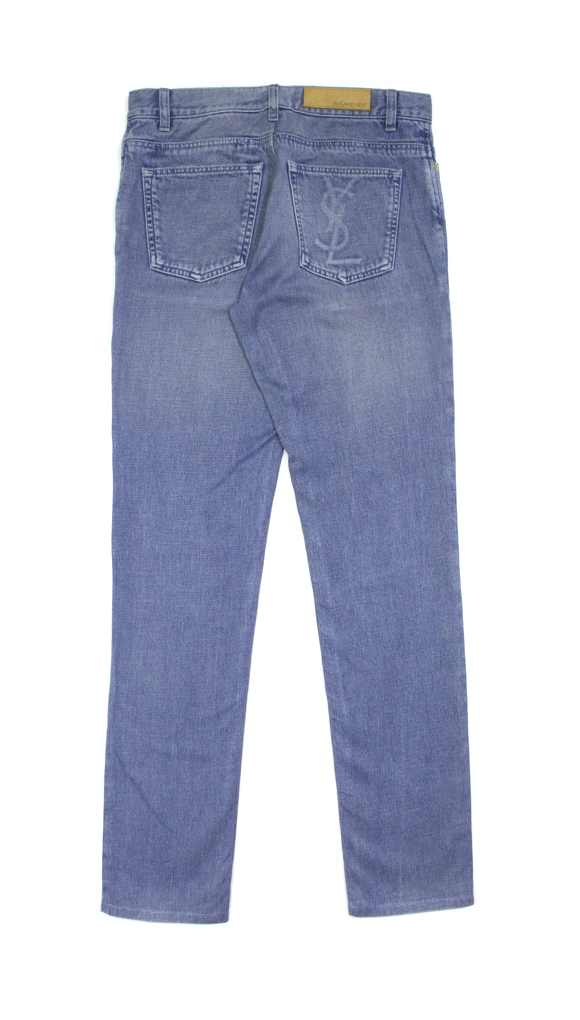 Yves Saint Laurent 2010 YSL Faded Logo Vintage Overdye Fitted Leg Jeans Size US 30 / EU 46 - 1 Thumbnail