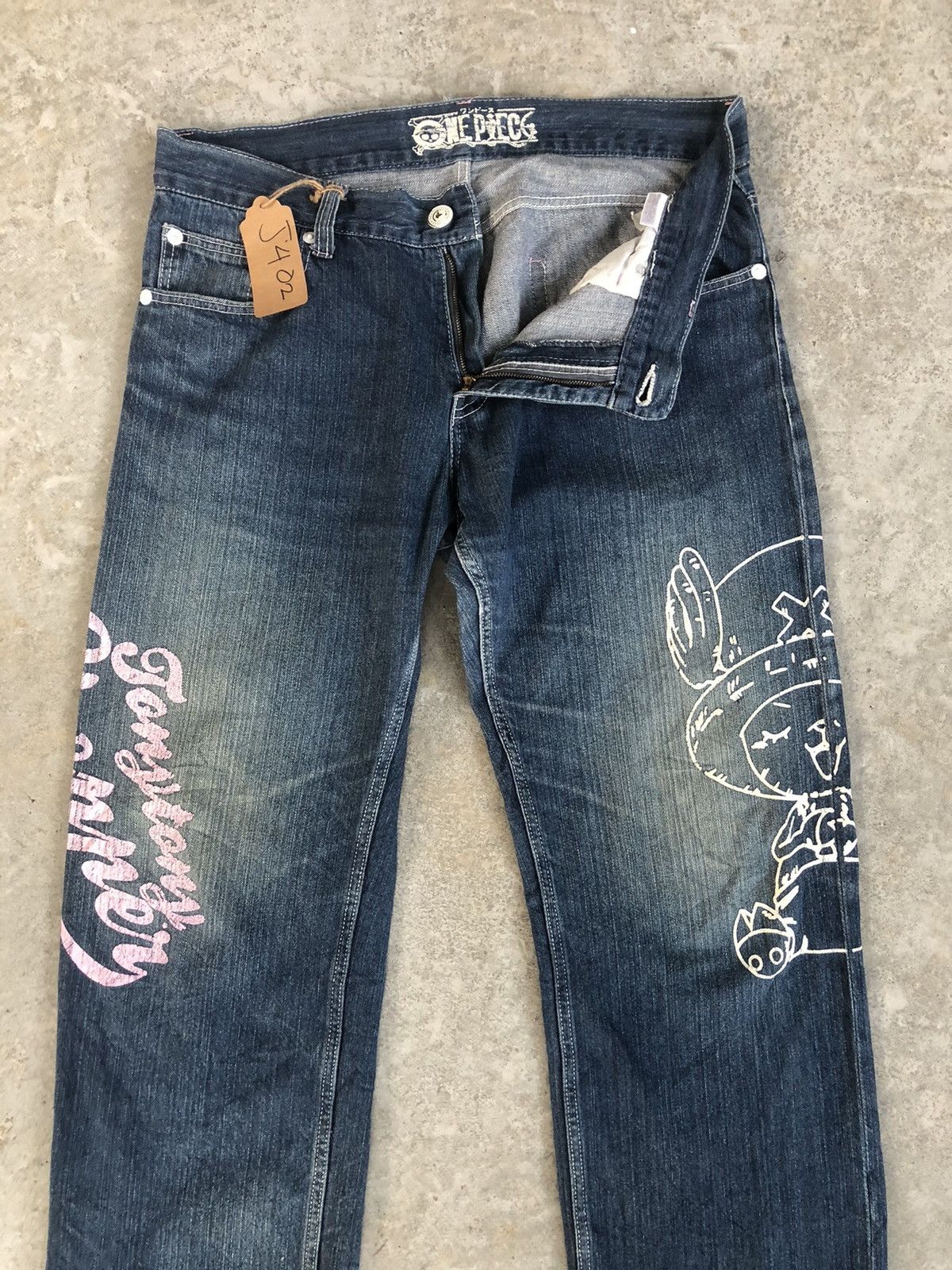Anime Japanese One piece Painted Distressed Jeans Size US 36 / EU 52 - 3 Thumbnail