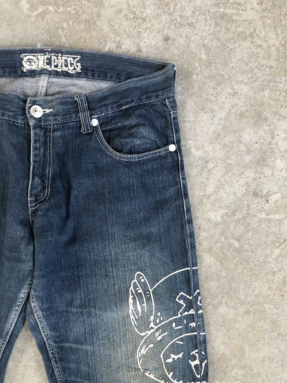 Anime Japanese One piece Painted Distressed Jeans Size US 36 / EU 52 - 5 Thumbnail
