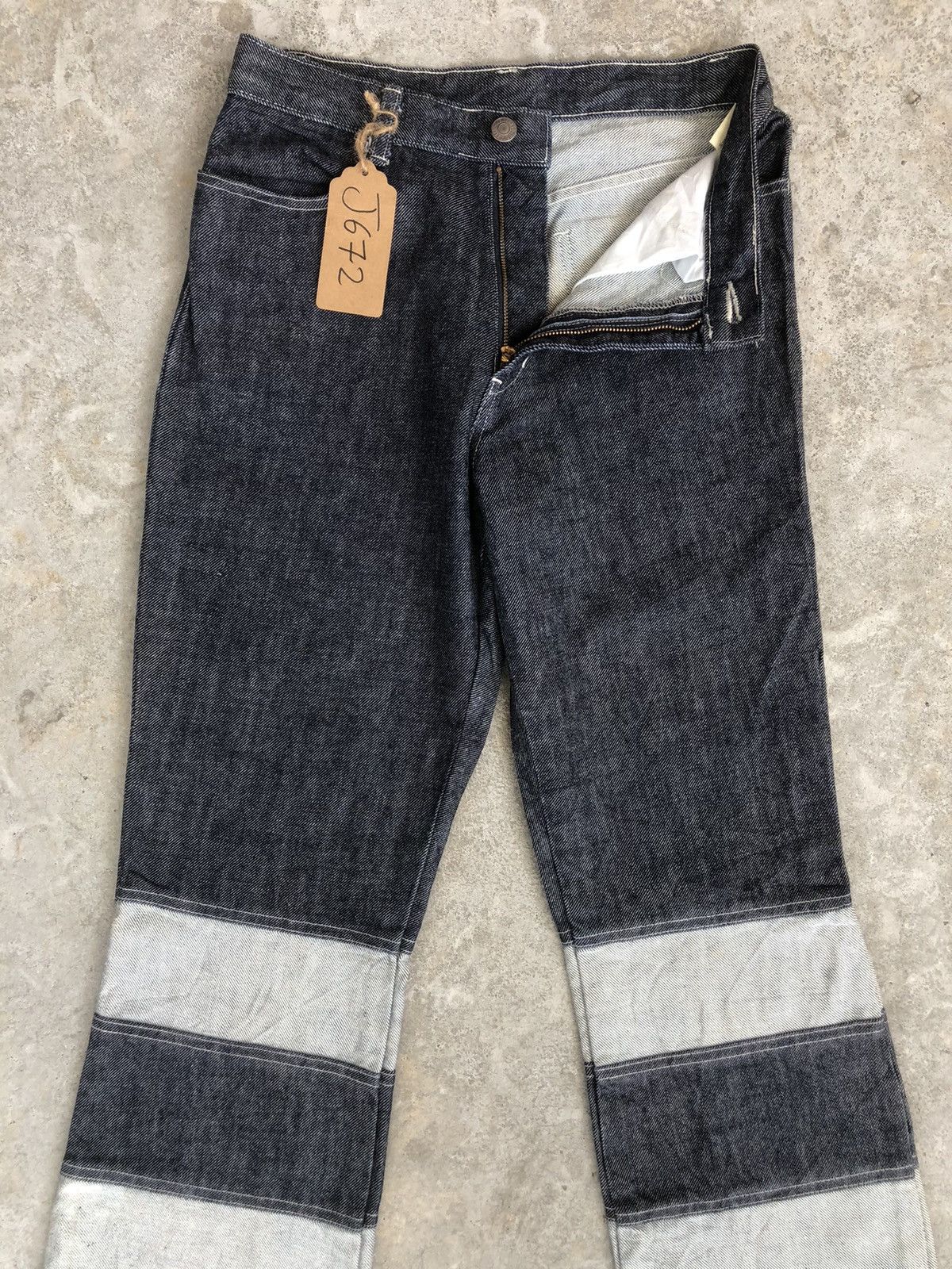 If Six Was Nine Japanese Members Flared Jeans Patchwork Denim Size US 27 - 3 Thumbnail