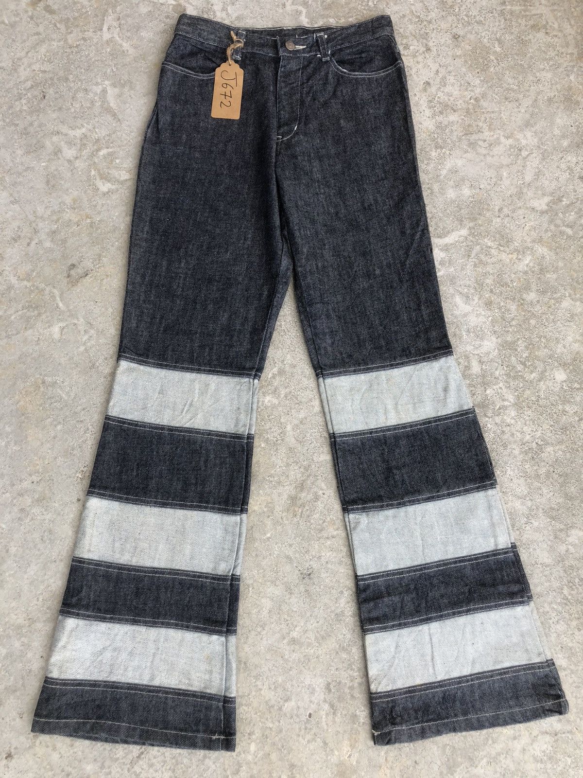 If Six Was Nine Japanese Members Flared Jeans Patchwork Denim Size US 27 - 1 Thumbnail