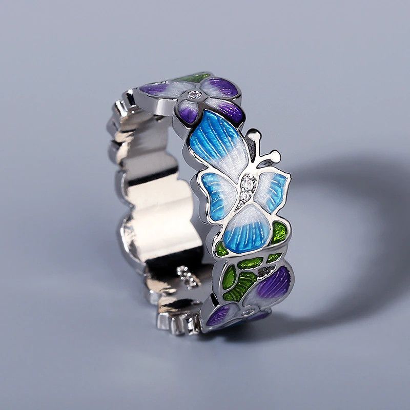 Jewelry Handmade Enamel Blue Ring Size ONE SIZE - 1 Thumbnail