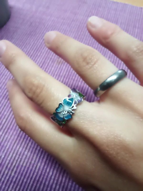 Jewelry Handmade Enamel Blue Ring Size ONE SIZE - 8 Thumbnail