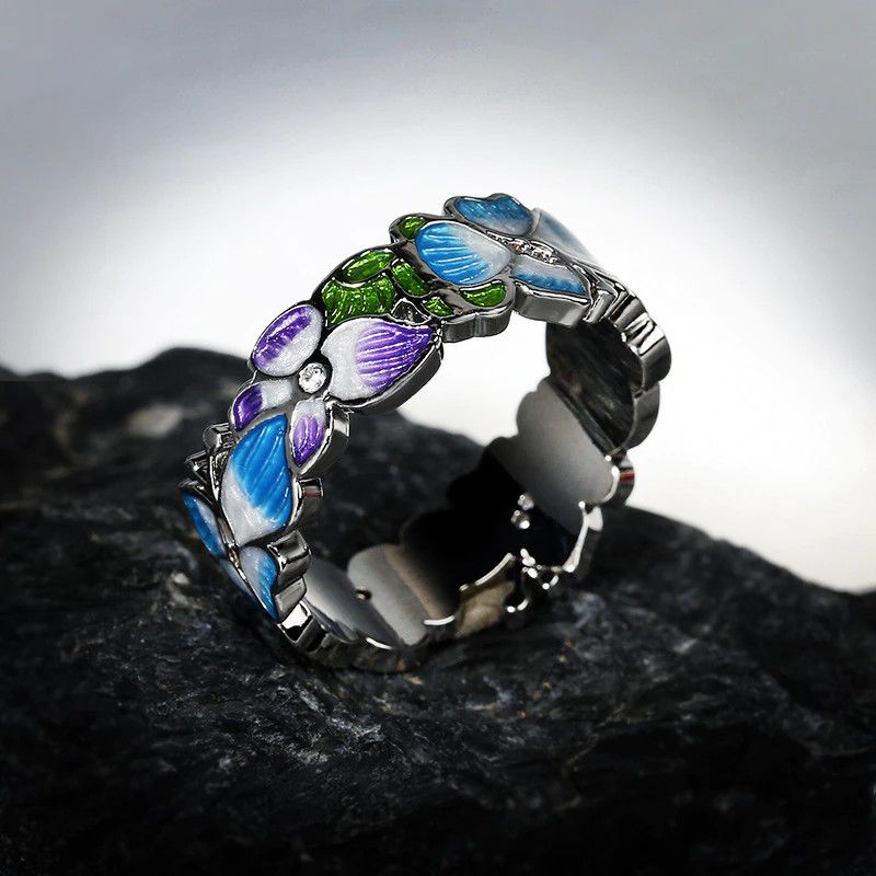 Jewelry Handmade Enamel Blue Ring Size ONE SIZE - 5 Thumbnail