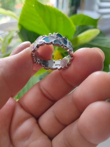 Jewelry Handmade Enamel Blue Ring Size ONE SIZE - 6 Thumbnail