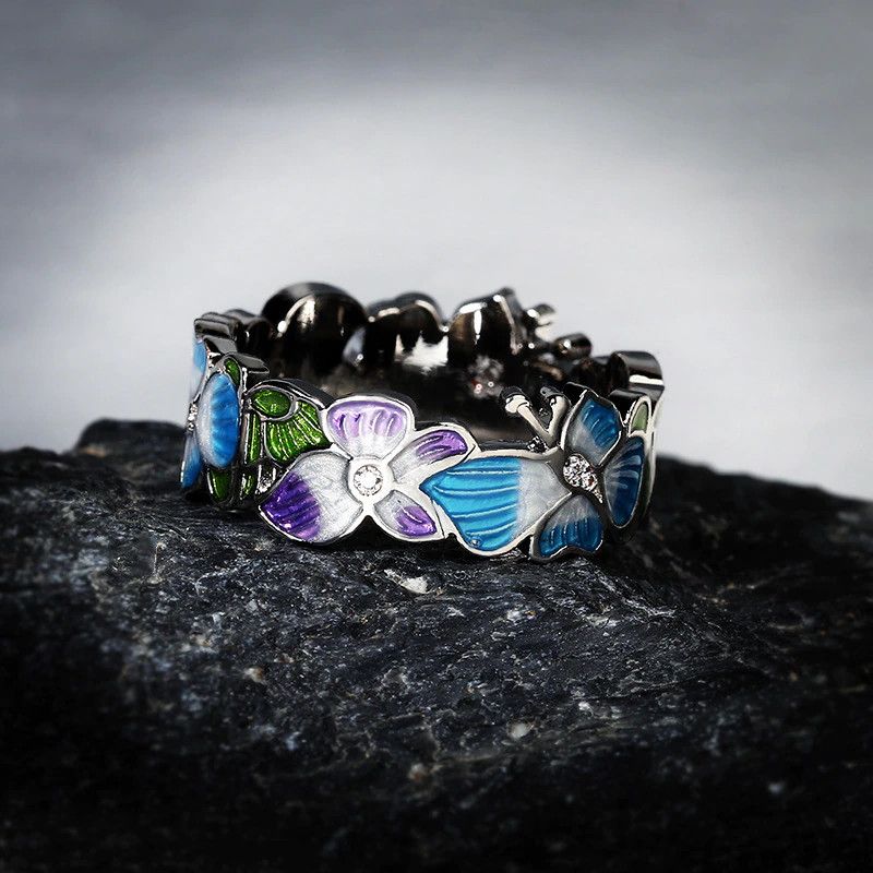 Jewelry Handmade Enamel Blue Ring Size ONE SIZE - 3 Thumbnail