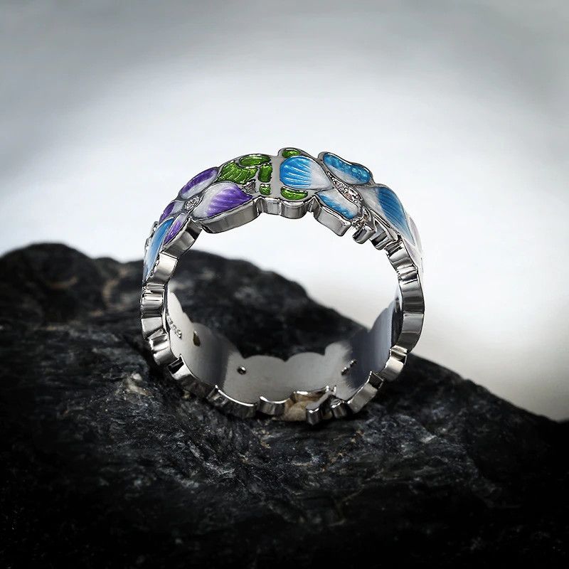 Jewelry Handmade Enamel Blue Ring Size ONE SIZE - 4 Thumbnail