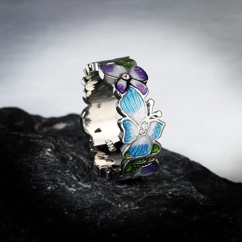 Jewelry Handmade Enamel Blue Ring Size ONE SIZE - 2 Thumbnail