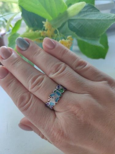 Jewelry Handmade Enamel Blue Ring Size ONE SIZE - 7 Thumbnail