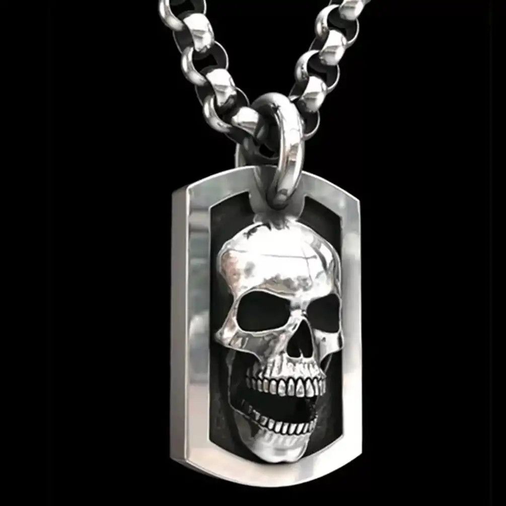 Jewelry Carved Skull Pattern Pendant Necklace Size ONE SIZE - 3 Thumbnail