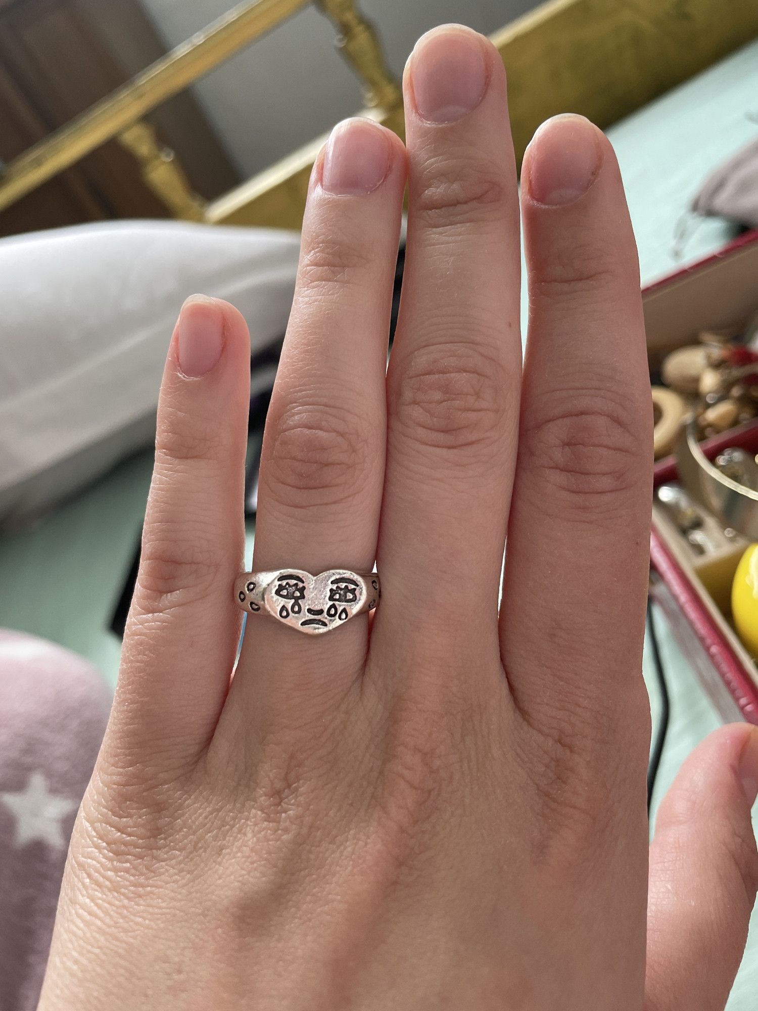Jewelry Creative Cry Face Opening Ring Size ONE SIZE - 3 Thumbnail