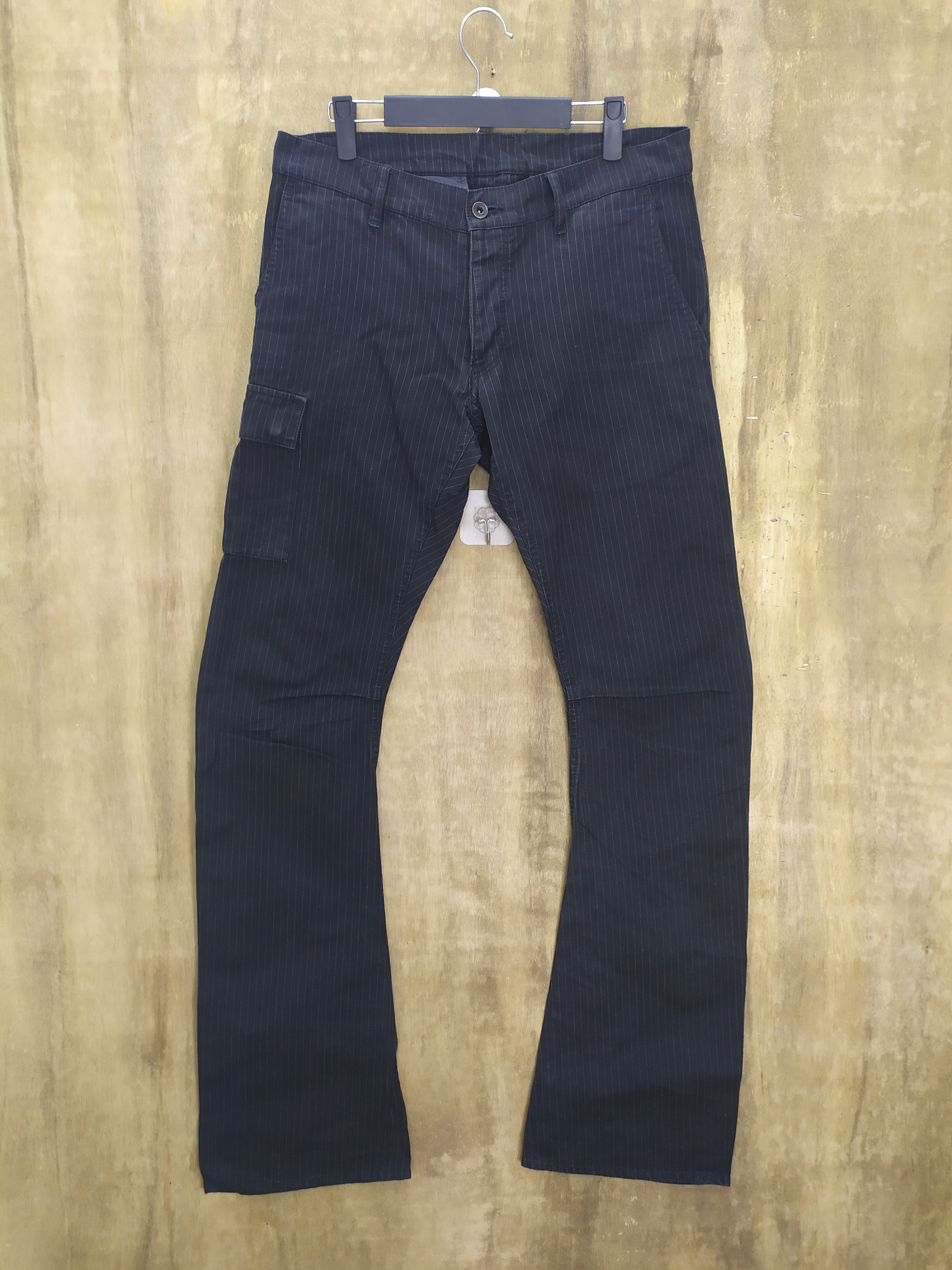 VINTAGE ATTACHMENT HICKORY STRIPE FLARE CARGO PANTS