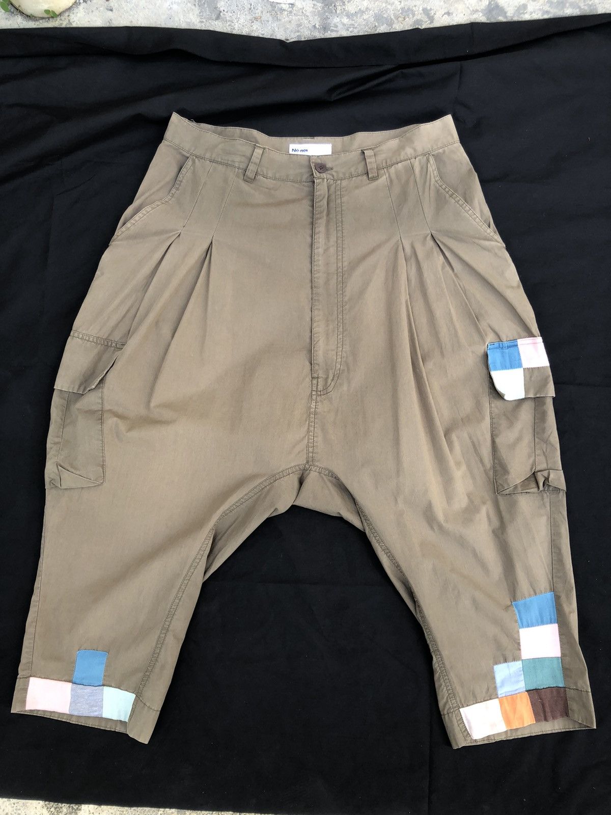 image of Issey Miyake Ne-Net Japan Patchwork Sun Faded OG Cropped Cargo Pant, Men's (Size 30)
