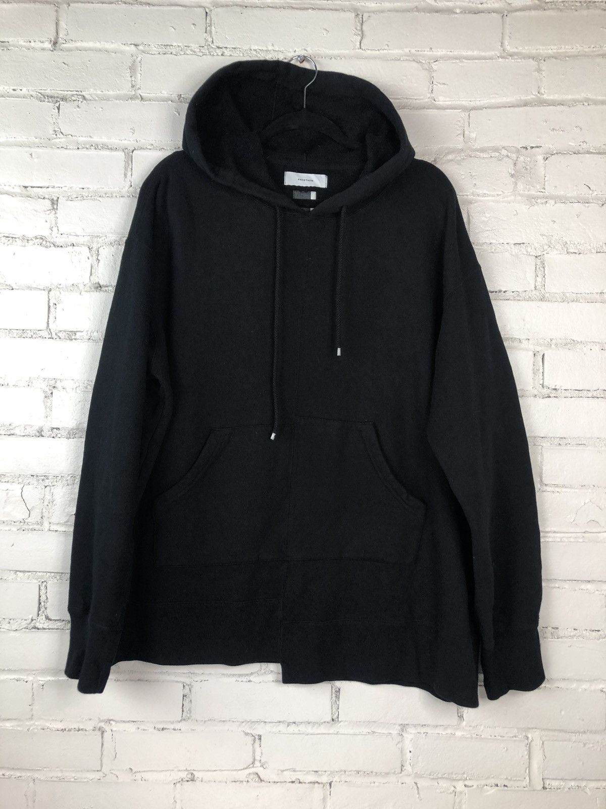 image of Facetasm Cut & Sew Reconstructed Hoodie in Black, Men's (Size XL)