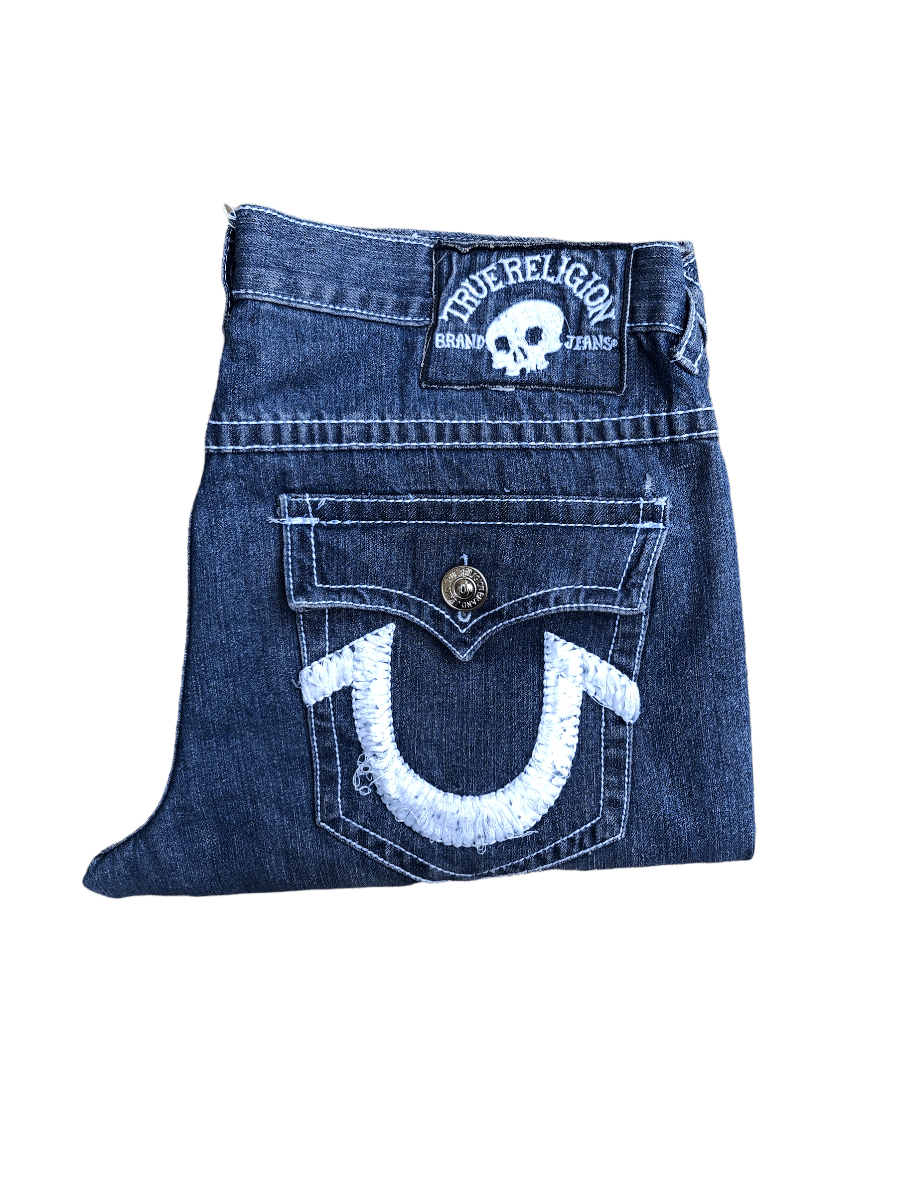 True Religion × Vintage Vintage True Religion Jeans Size 38 'SKULL TAB' Blue Size US 38 / EU 54 - 5 Thumbnail