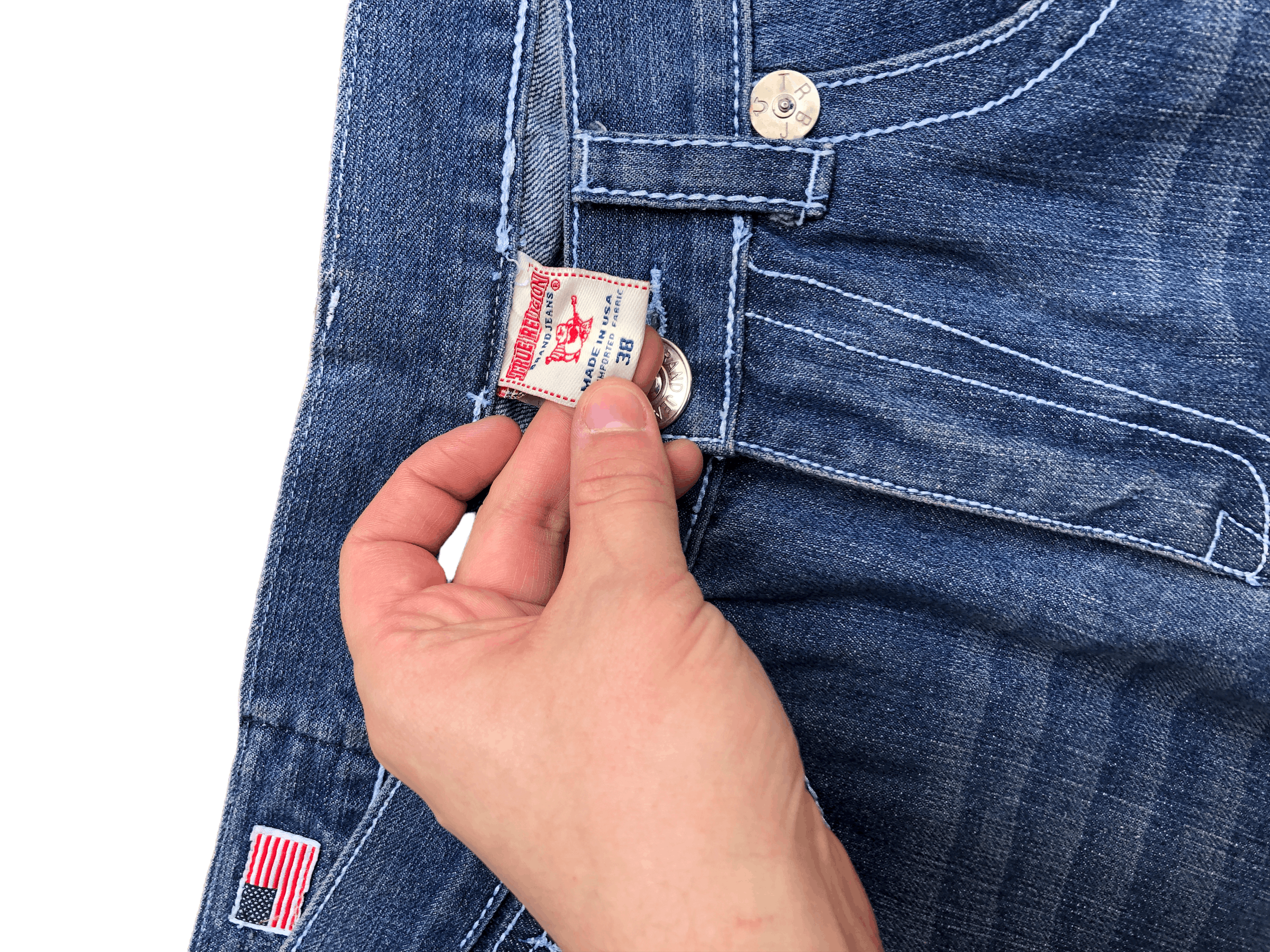 True Religion × Vintage Vintage True Religion Jeans Size 38 'SKULL TAB' Blue Size US 38 / EU 54 - 7 Thumbnail