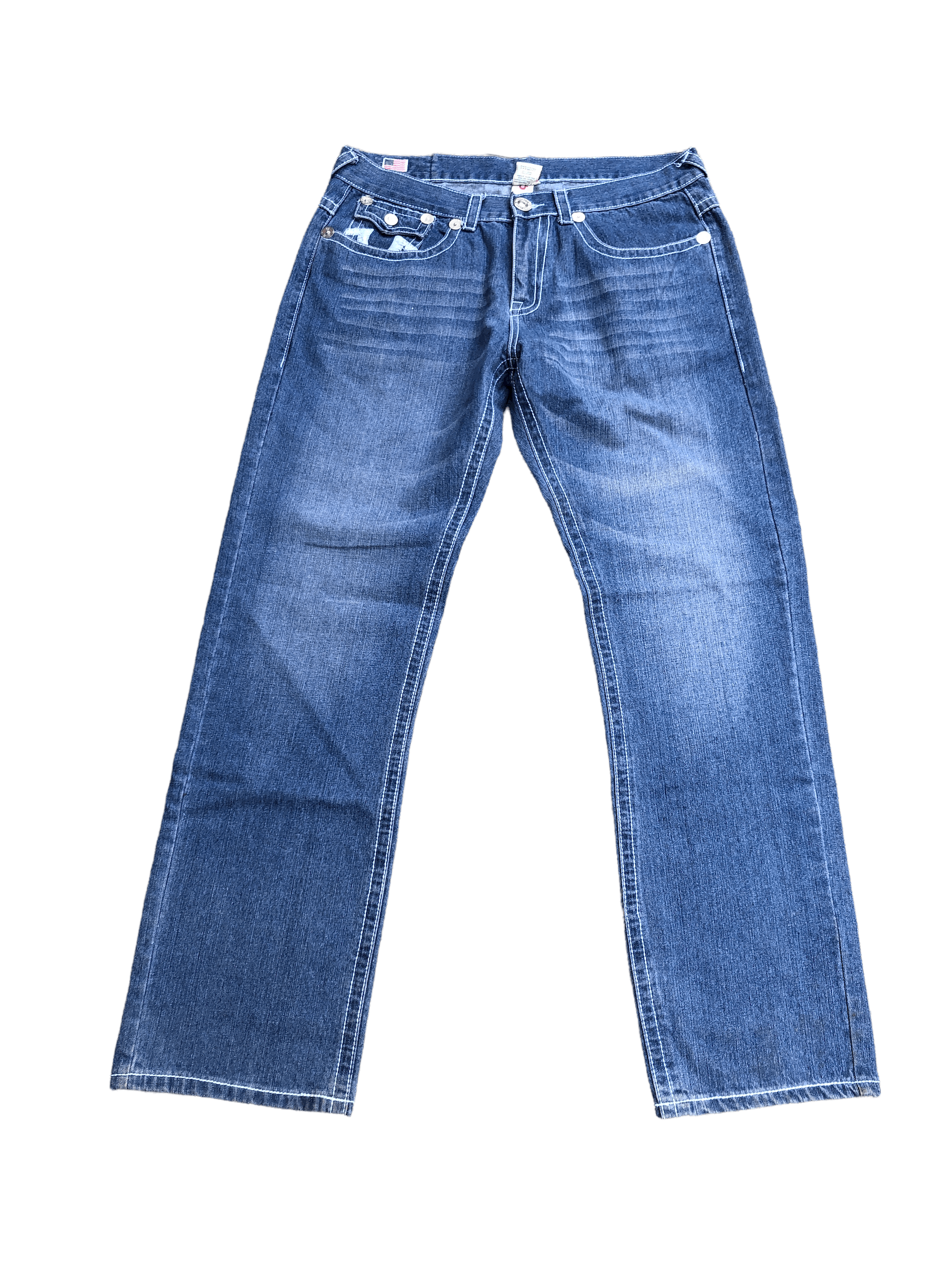 True Religion × Vintage Vintage True Religion Jeans Size 38 'SKULL TAB' Blue Size US 38 / EU 54 - 4 Thumbnail