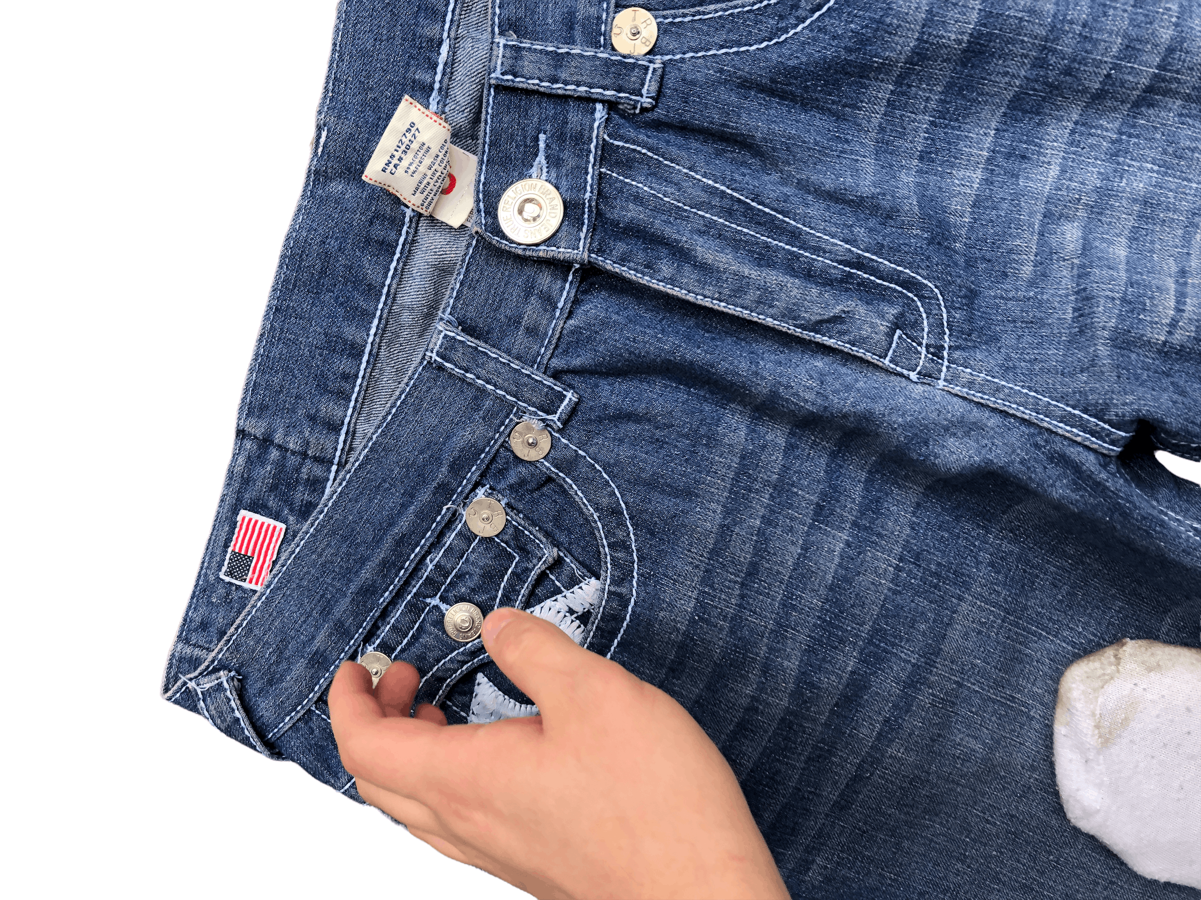 True Religion × Vintage Vintage True Religion Jeans Size 38 'SKULL TAB' Blue Size US 38 / EU 54 - 6 Thumbnail
