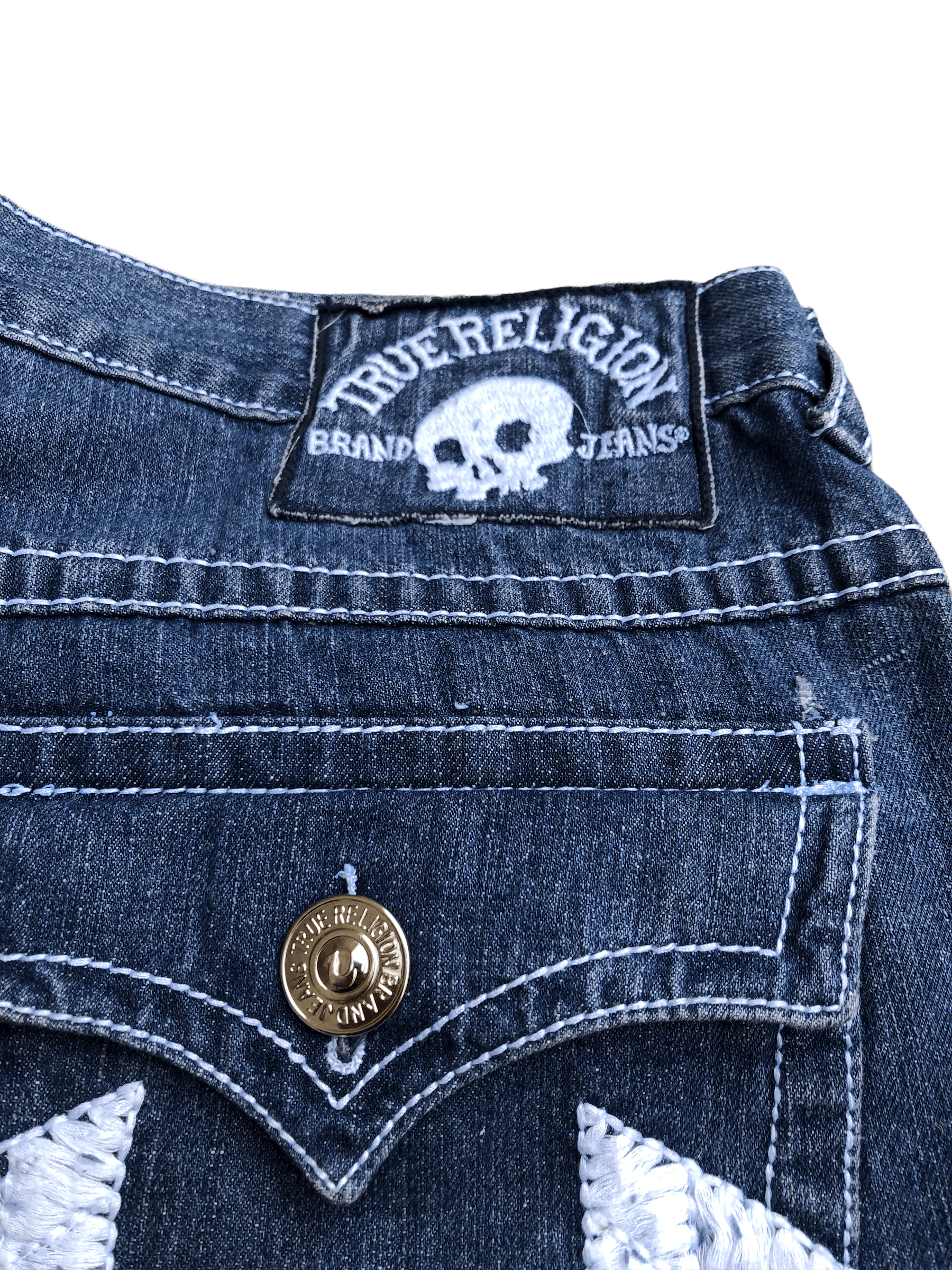 True Religion × Vintage Vintage True Religion Jeans Size 38 'SKULL TAB' Blue Size US 38 / EU 54 - 12 Thumbnail
