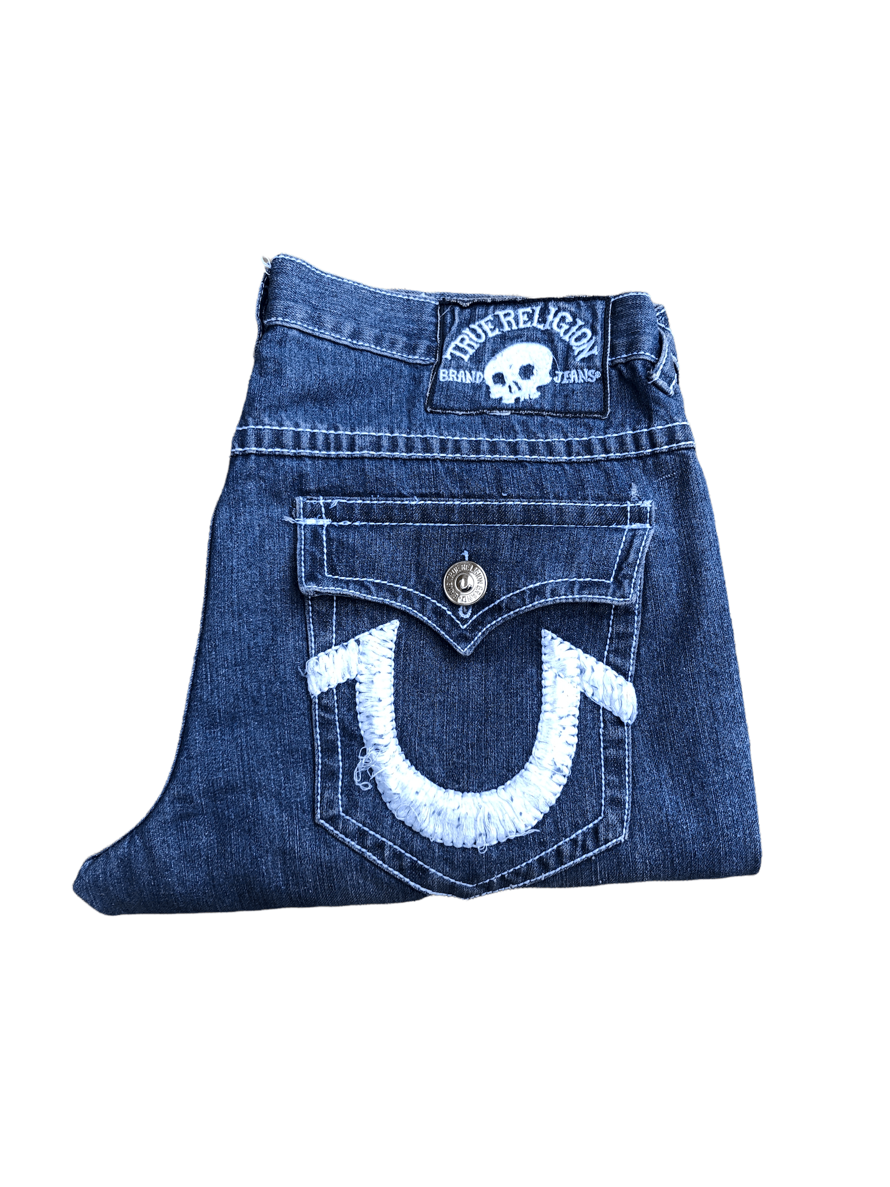 True Religion × Vintage Vintage True Religion Jeans Size 38 'SKULL TAB' Blue Size US 38 / EU 54 - 8 Thumbnail