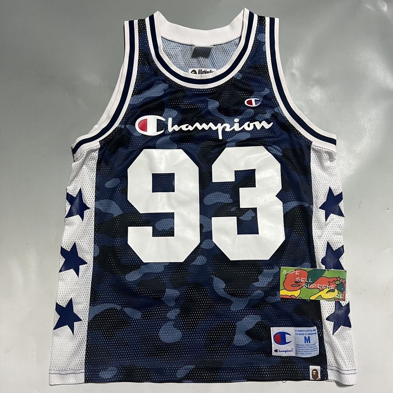 image of Bape Basketball Jersey Navy/white in Blue, Men's (Size Medium)
