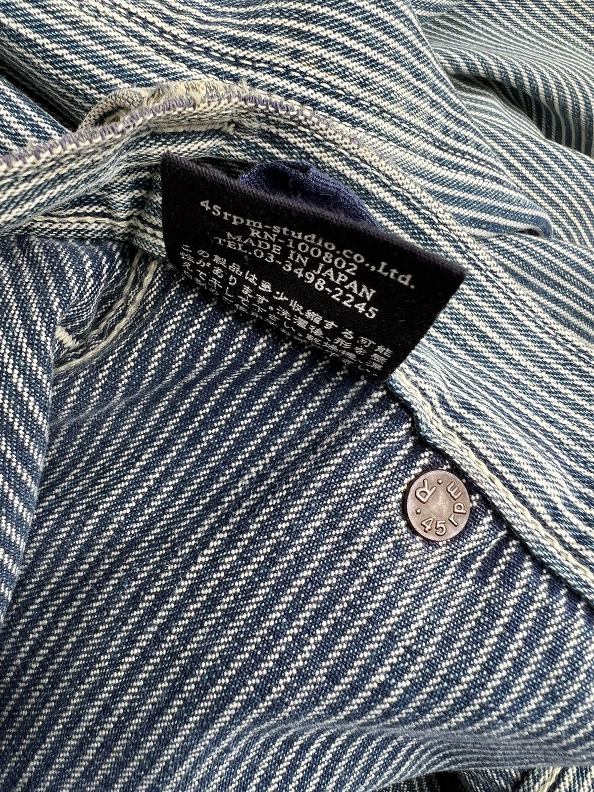 45rpm Vintage 45rpm Japan Fade Hickory Stripe Dirty Flare Pant Size US 30 / EU 46 - 25 Thumbnail