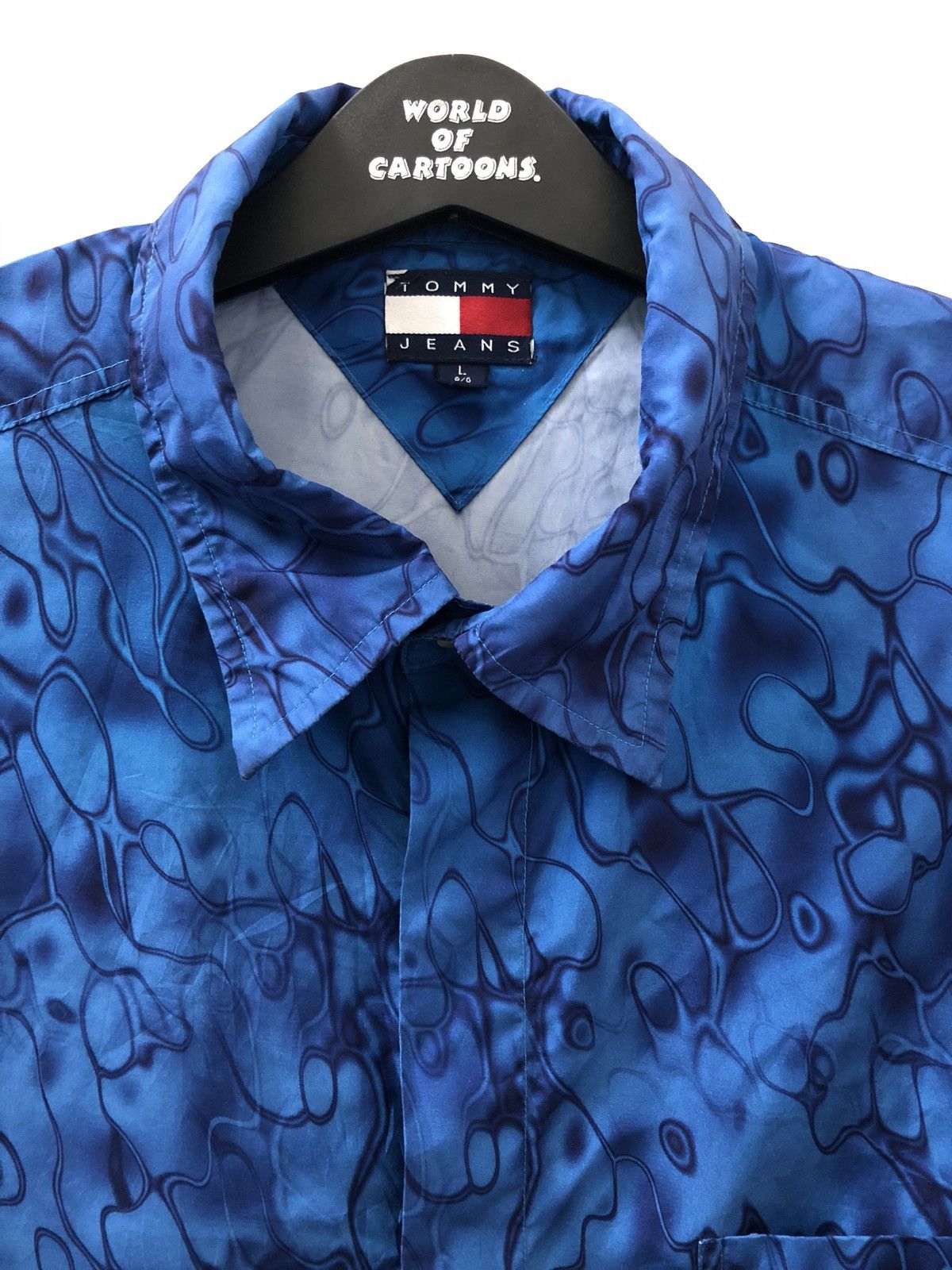 Tommy Hilfiger 90s TH Tommy Jeans Blue Flame 🔥 Style Oversize Shirt Size US L / EU 52-54 / 3 - 2 Thumbnail