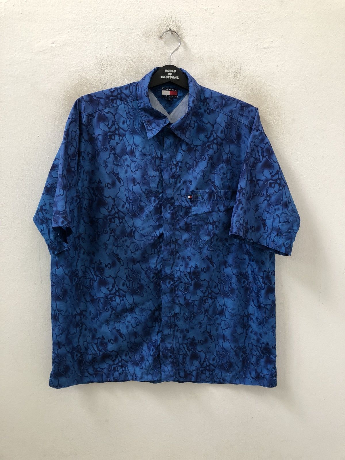 Tommy Hilfiger 90s TH Tommy Jeans Blue Flame 🔥 Style Oversize Shirt Size US L / EU 52-54 / 3 - 1 Thumbnail