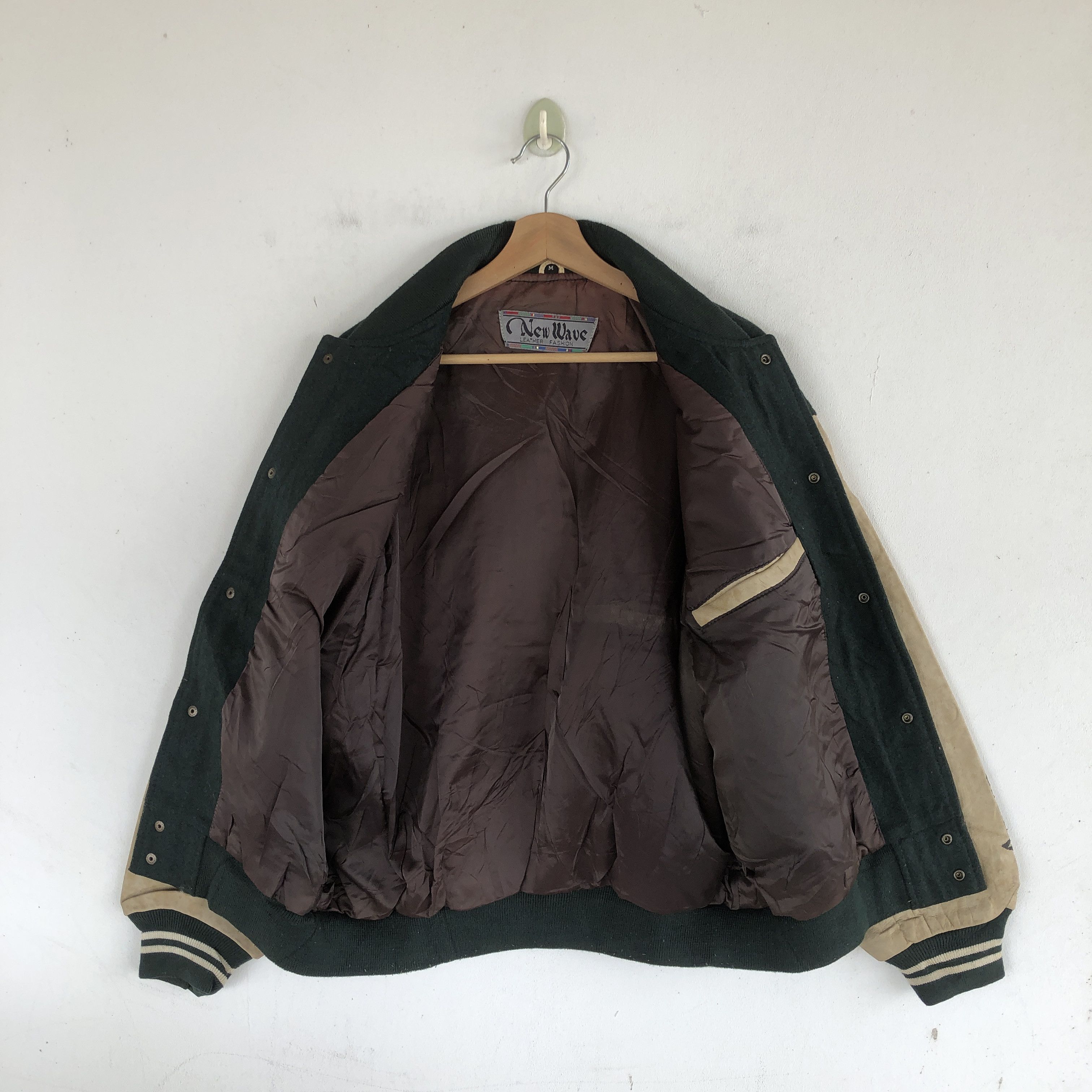 Japanese Brand New Wave Varsity Jackets Leather Letterman Wool Jacket Size US L / EU 52-54 / 3 - 11 Thumbnail