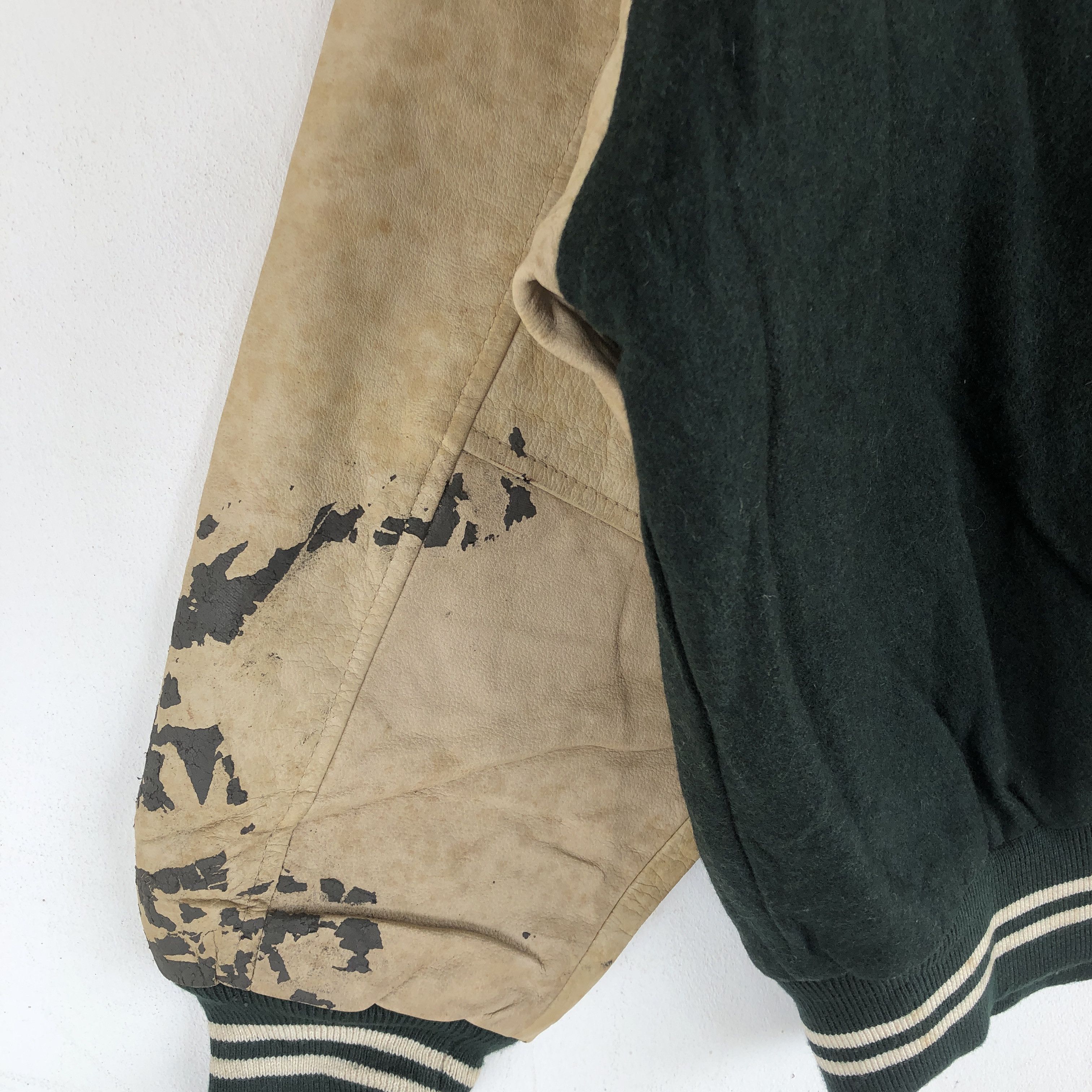 Japanese Brand New Wave Varsity Jackets Leather Letterman Wool Jacket Size US L / EU 52-54 / 3 - 10 Thumbnail