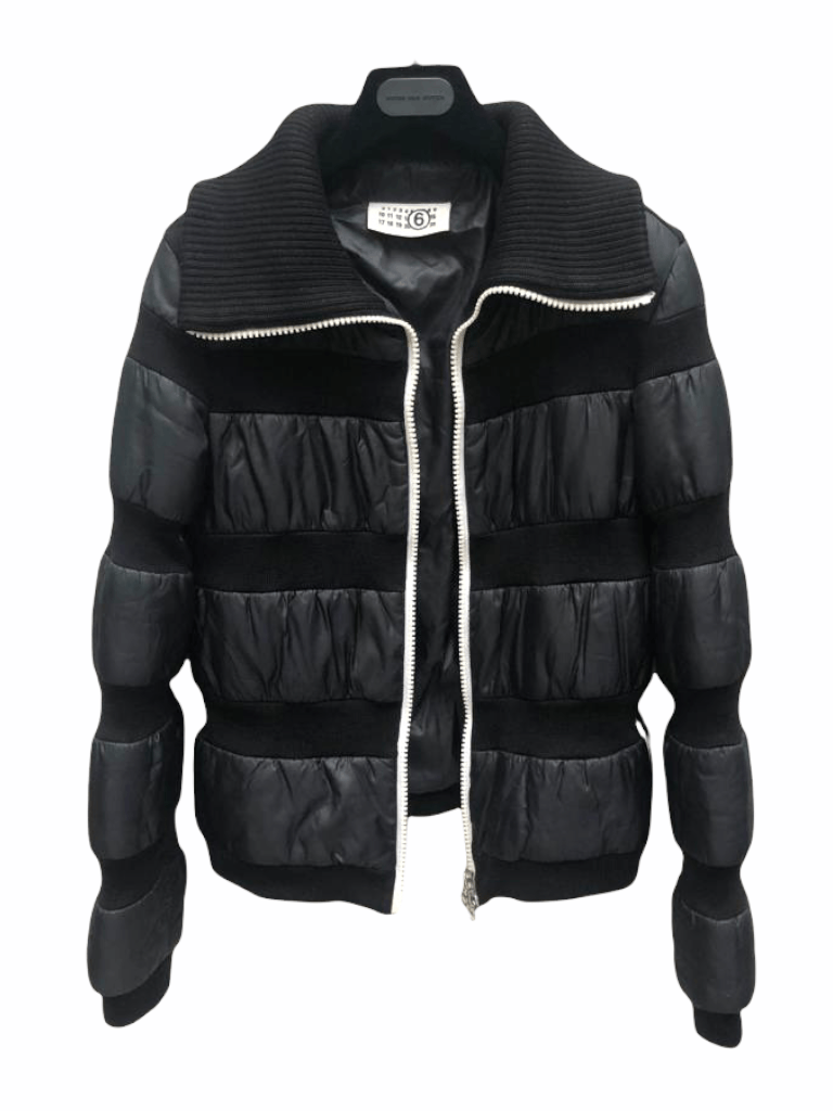 Maison Margiela FW 2006 Black Stripped Puffer Jacket Size US XXS / EU 40 - 1 Thumbnail