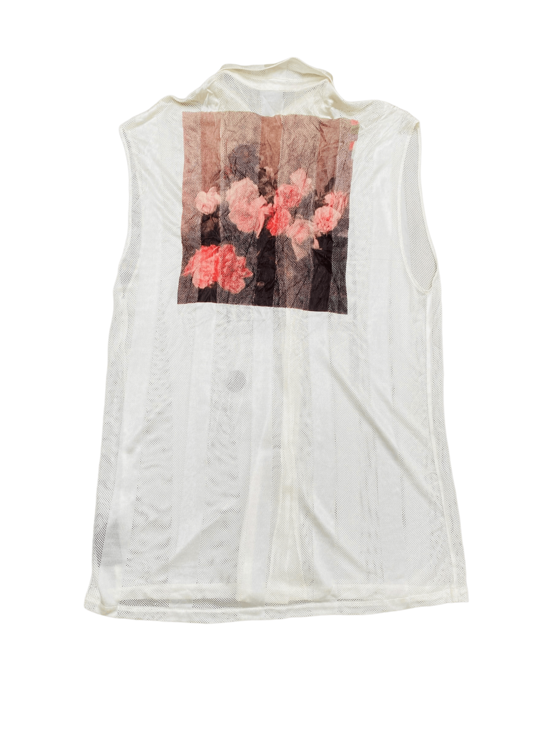 Pre-owned Raf Simons Ss 2018 Sleeveless New Order Mesh Shirt In Cream