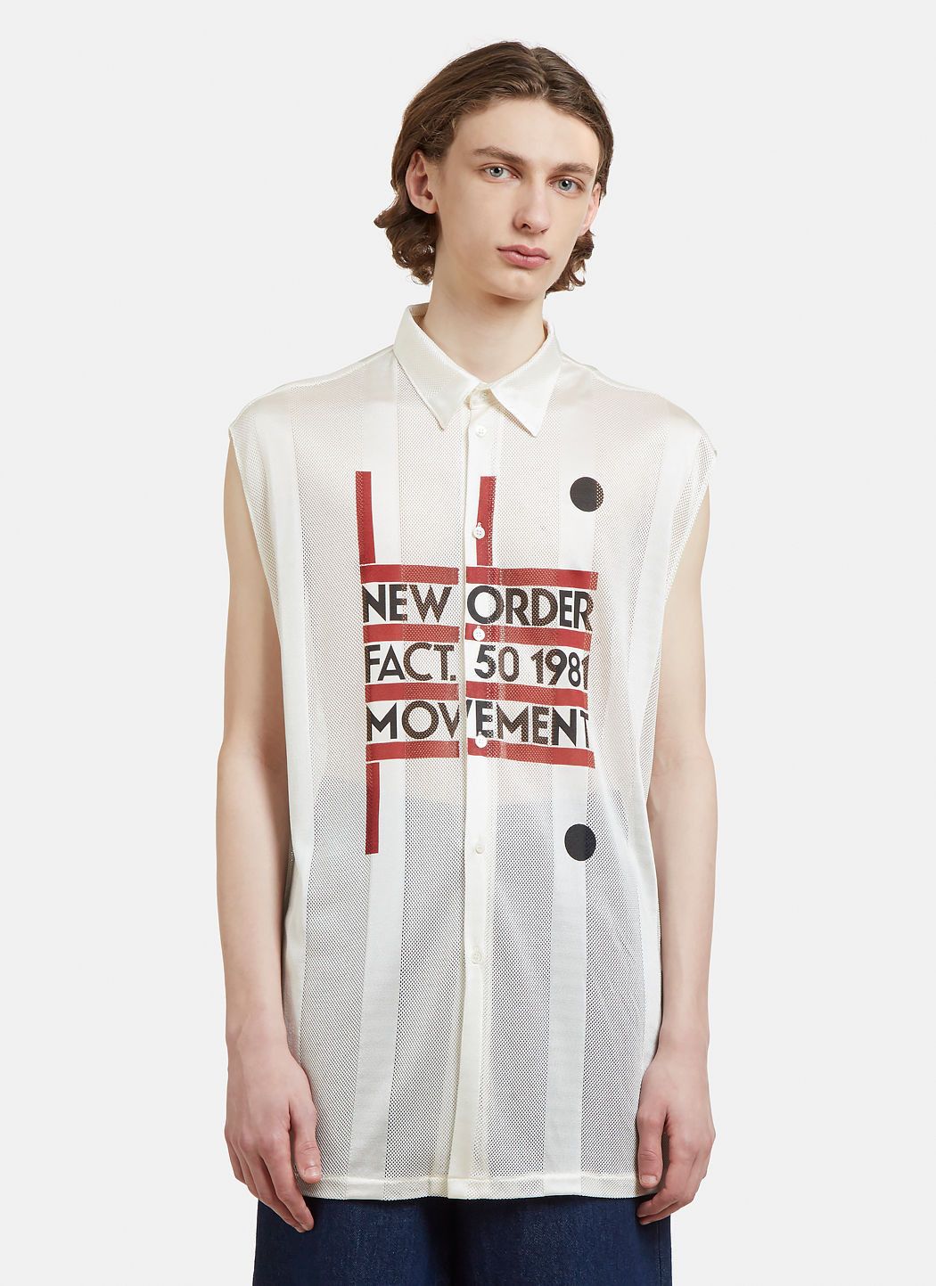 Raf Simons SS 2018 Sleeveless New Order Mesh Shirt Size US M / EU 48-50 / 2 - 4 Thumbnail