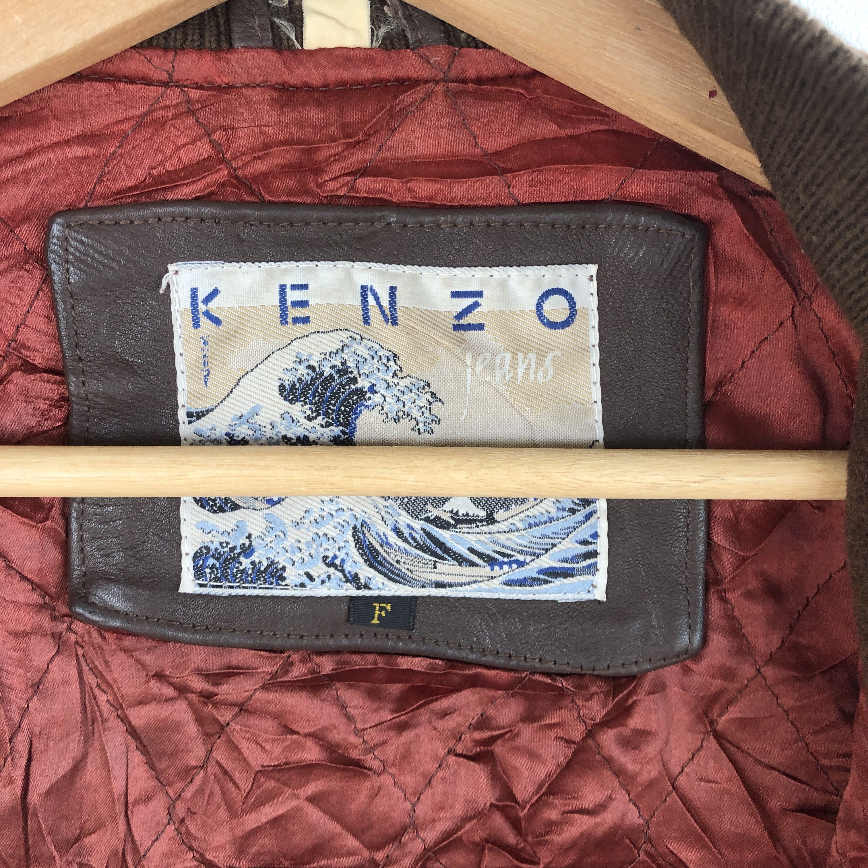 Kenzo × Vintage Vintage Kenzo Varsity Jackets Letterman Leather Wool Jacket Size US XL / EU 56 / 4 - 10 Thumbnail
