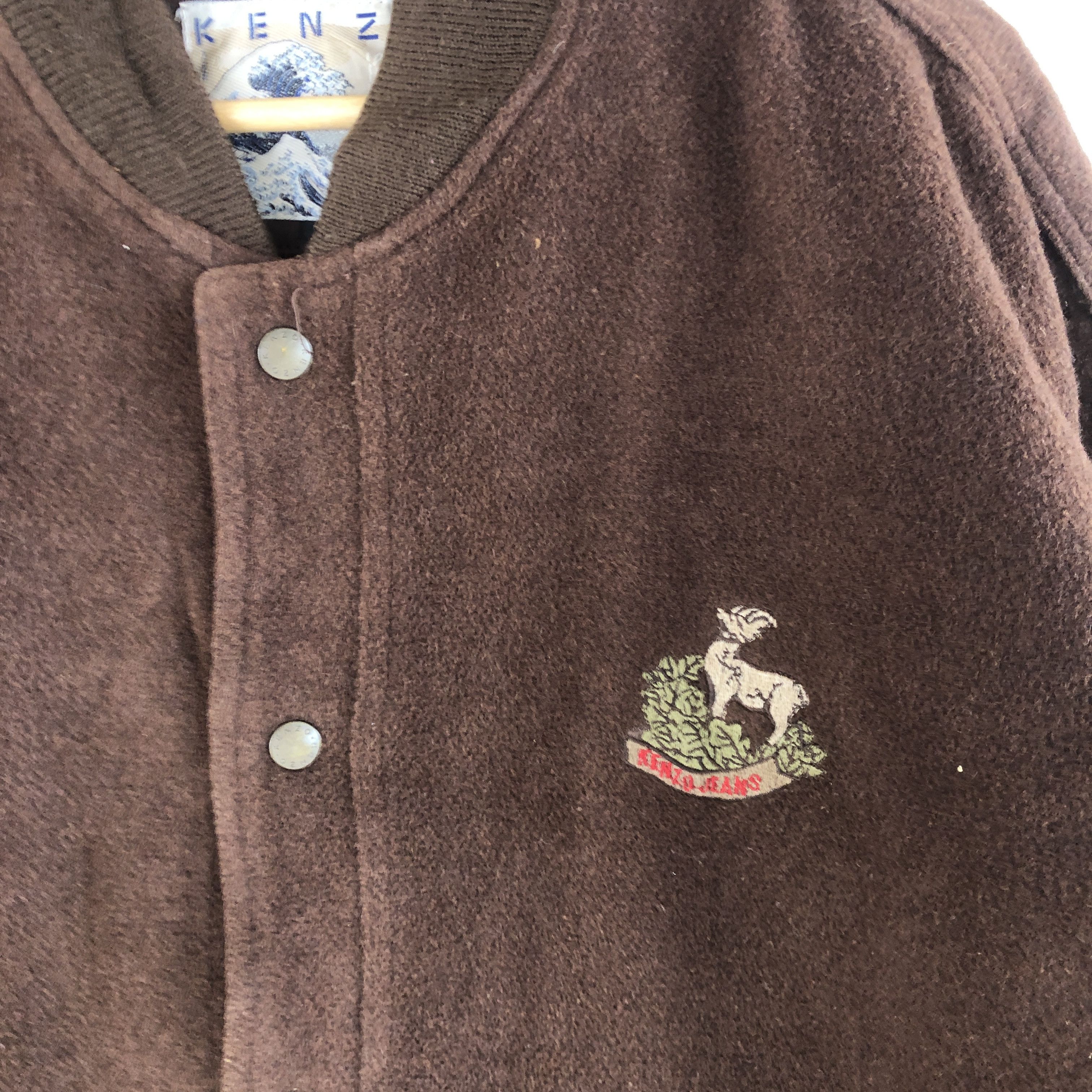 Kenzo × Vintage Vintage Kenzo Varsity Jackets Letterman Leather Wool Jacket Size US XL / EU 56 / 4 - 7 Thumbnail