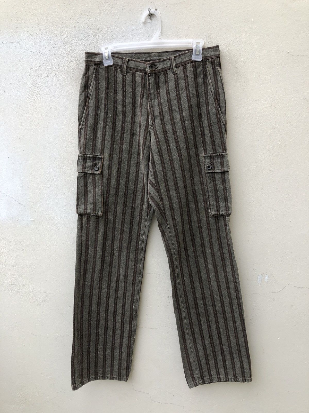 Comme Ca Ism Comme Ca Ism Japan Waxed Striped Denim Cargo Pant Size US 29 - 6 Thumbnail