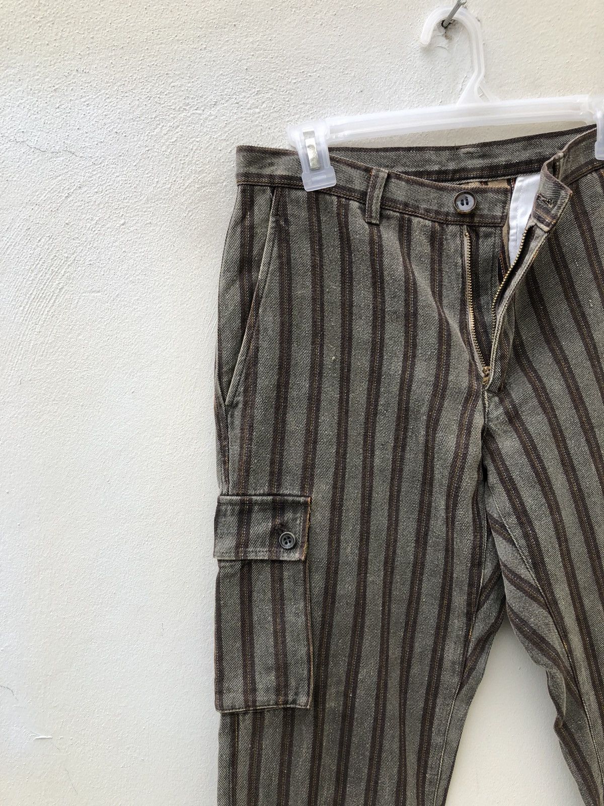 Comme Ca Ism Comme Ca Ism Japan Waxed Striped Denim Cargo Pant Size US 29 - 9 Thumbnail