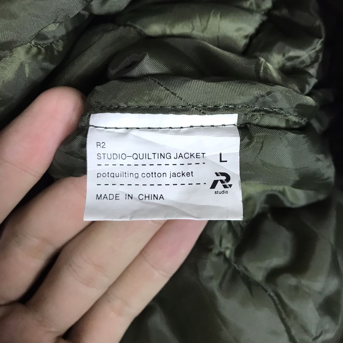 Vintage R2 Studio Olive Green Military Quilted Jacket Size US L / EU 52-54 / 3 - 7 Thumbnail