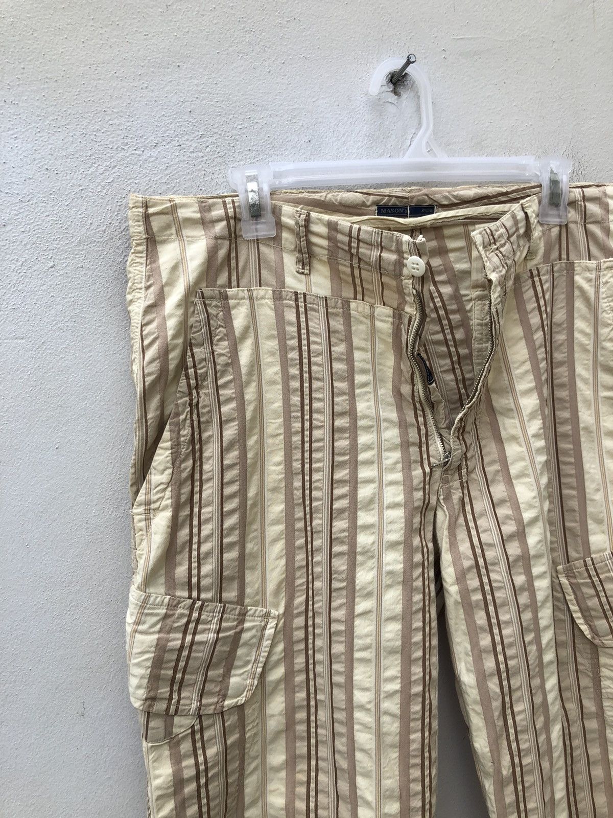 Mason's MASON'S Italy Wrinkled Striped Drawstring Cargo Pant Size US 34 / EU 50 - 4 Thumbnail