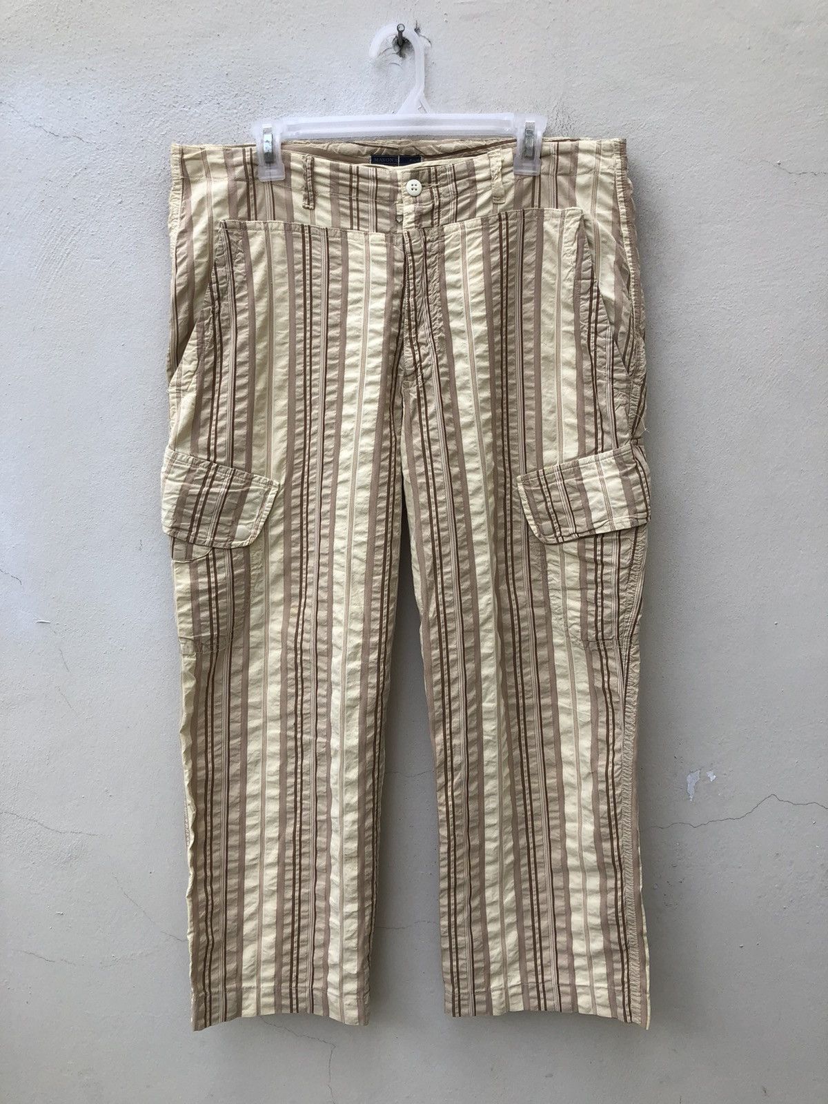 Mason's MASON'S Italy Wrinkled Striped Drawstring Cargo Pant Size US 34 / EU 50 - 1 Thumbnail