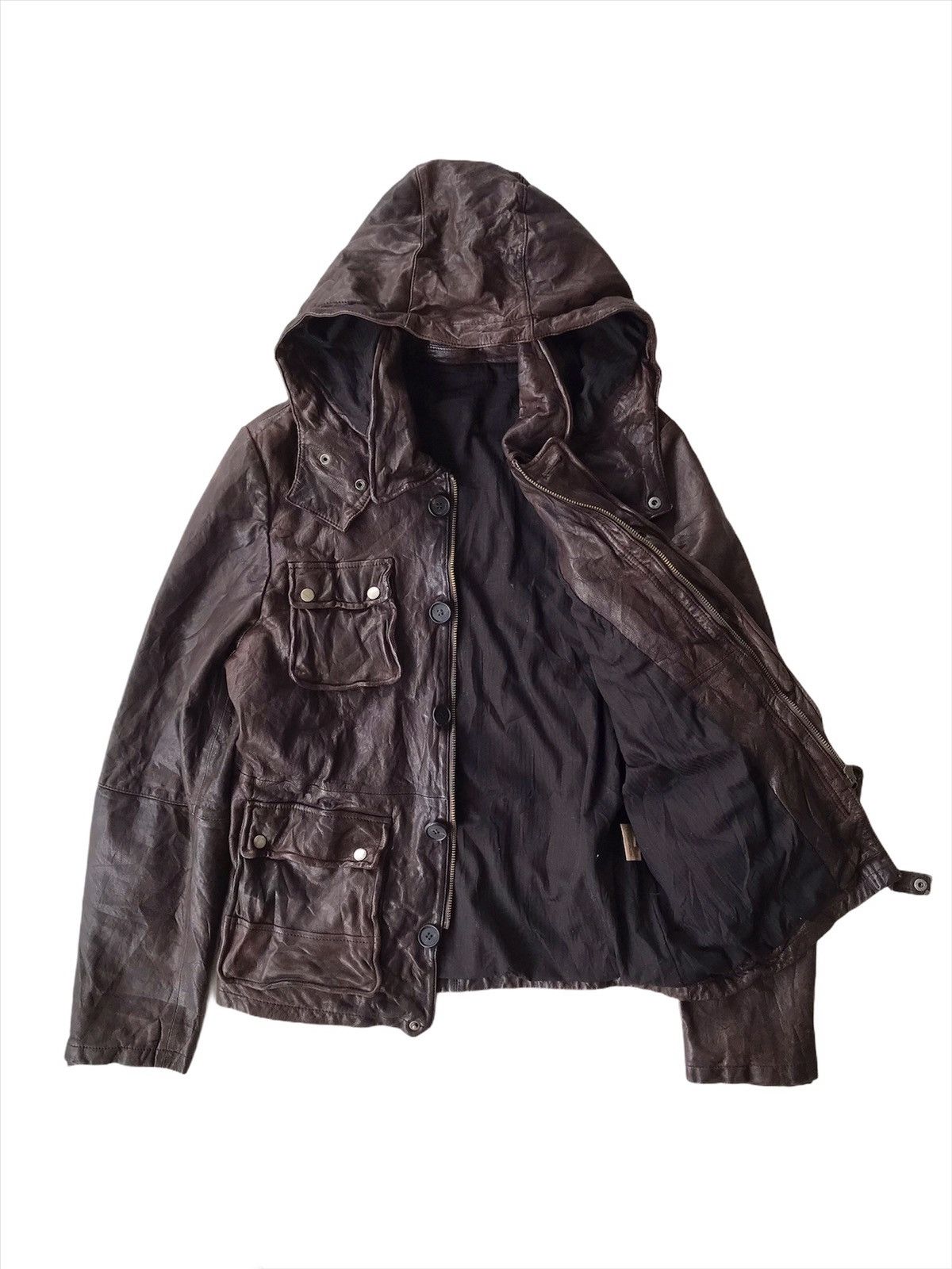 If Six Was Nine 💥Final💥Vintage Leather Tactical Hoodie Jacket Size US S / EU 44-46 / 1 - 2 Thumbnail